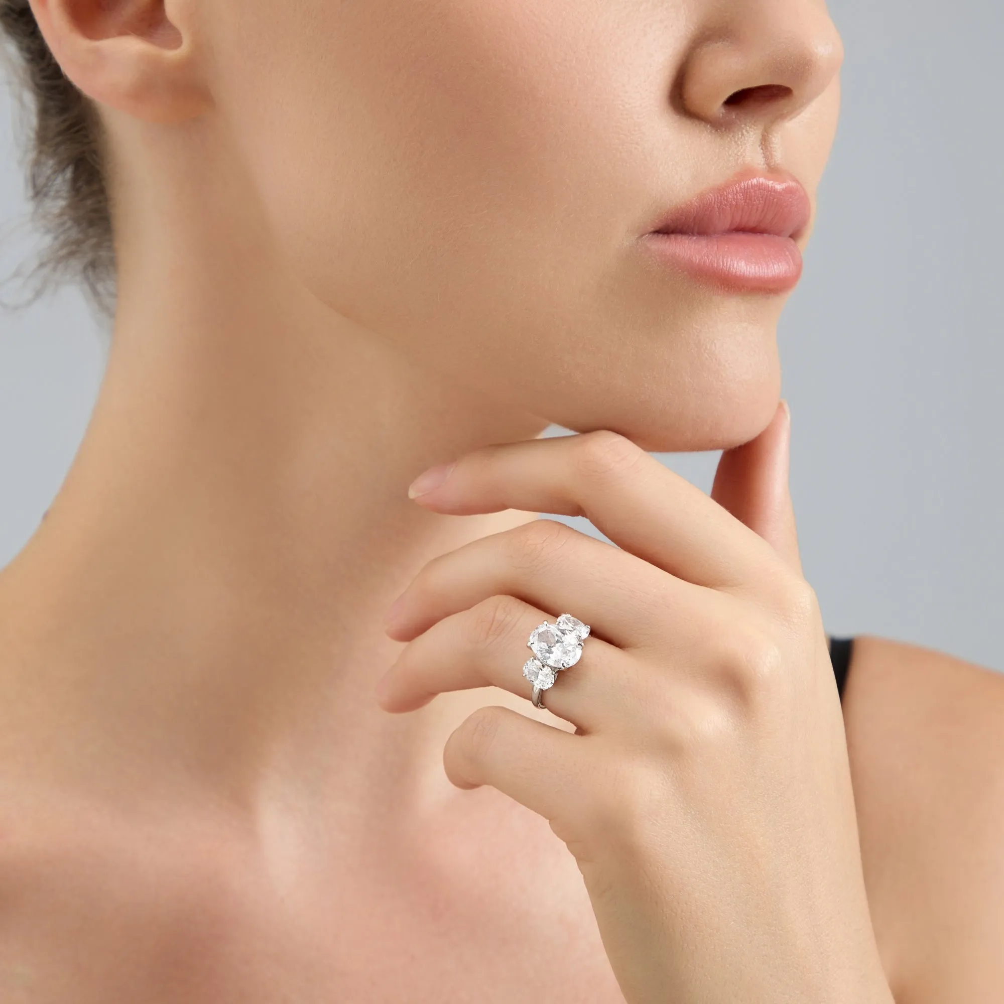 4 Carat TW Oval Cut Three Stone Engagement Ring
