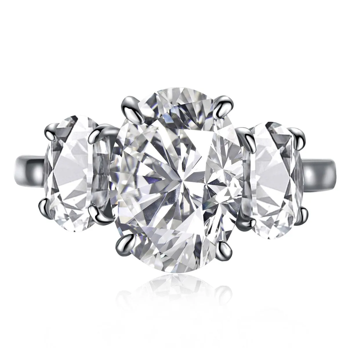 4 Carat TW Oval Cut Three Stone Engagement Ring