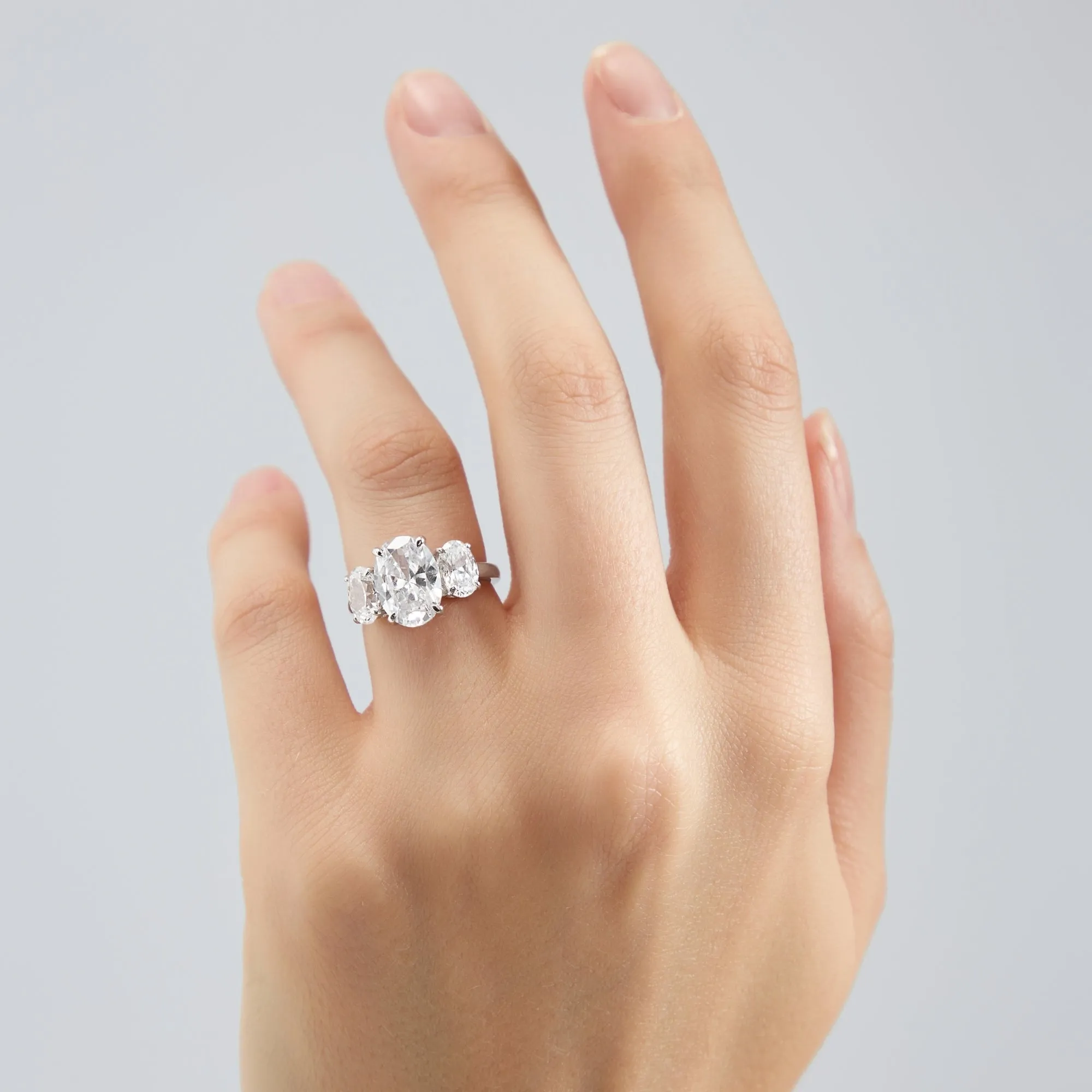 4 Carat TW Oval Cut Three Stone Engagement Ring