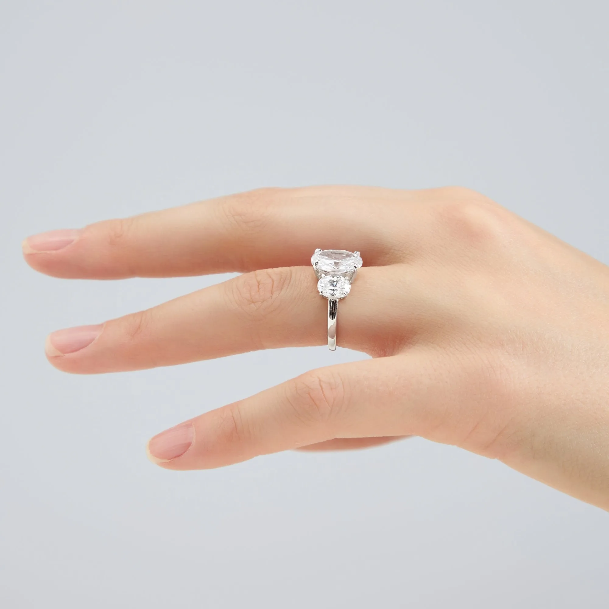 4 Carat TW Oval Cut Three Stone Engagement Ring