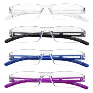 4 Pack Rimless Reading Glasses Blue Light Blocking,Clear Lens Quality Computer Readers for Men and Women (4 Mix, 1.75) 4 Mix 1.75 x