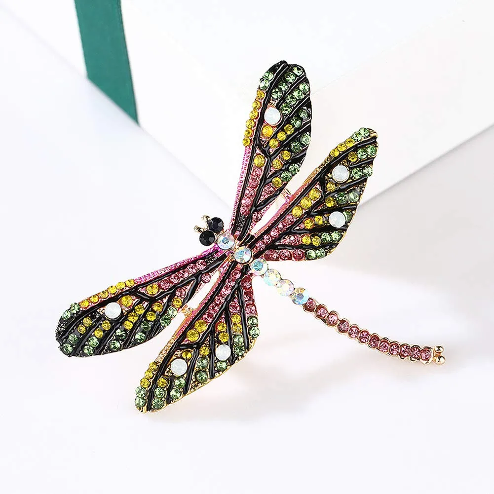 4 Pieces Fashion Colorful Enamel Brooch Pins Animals Brooch Pins Crystal Rhinestone Butterfly Seahorse Dragonfly Lizard Brooch Pins for for Women Ladies Jewelry