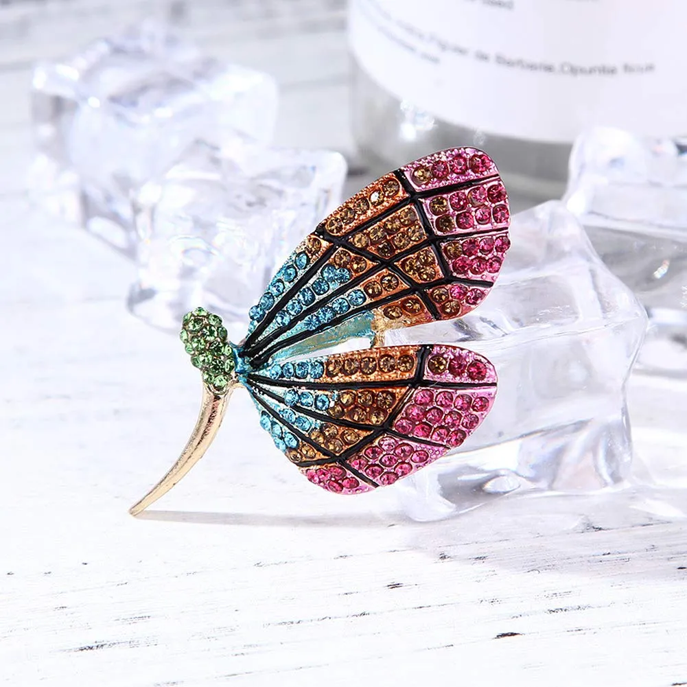 4 Pieces Fashion Colorful Enamel Brooch Pins Animals Brooch Pins Crystal Rhinestone Butterfly Seahorse Dragonfly Lizard Brooch Pins for for Women Ladies Jewelry