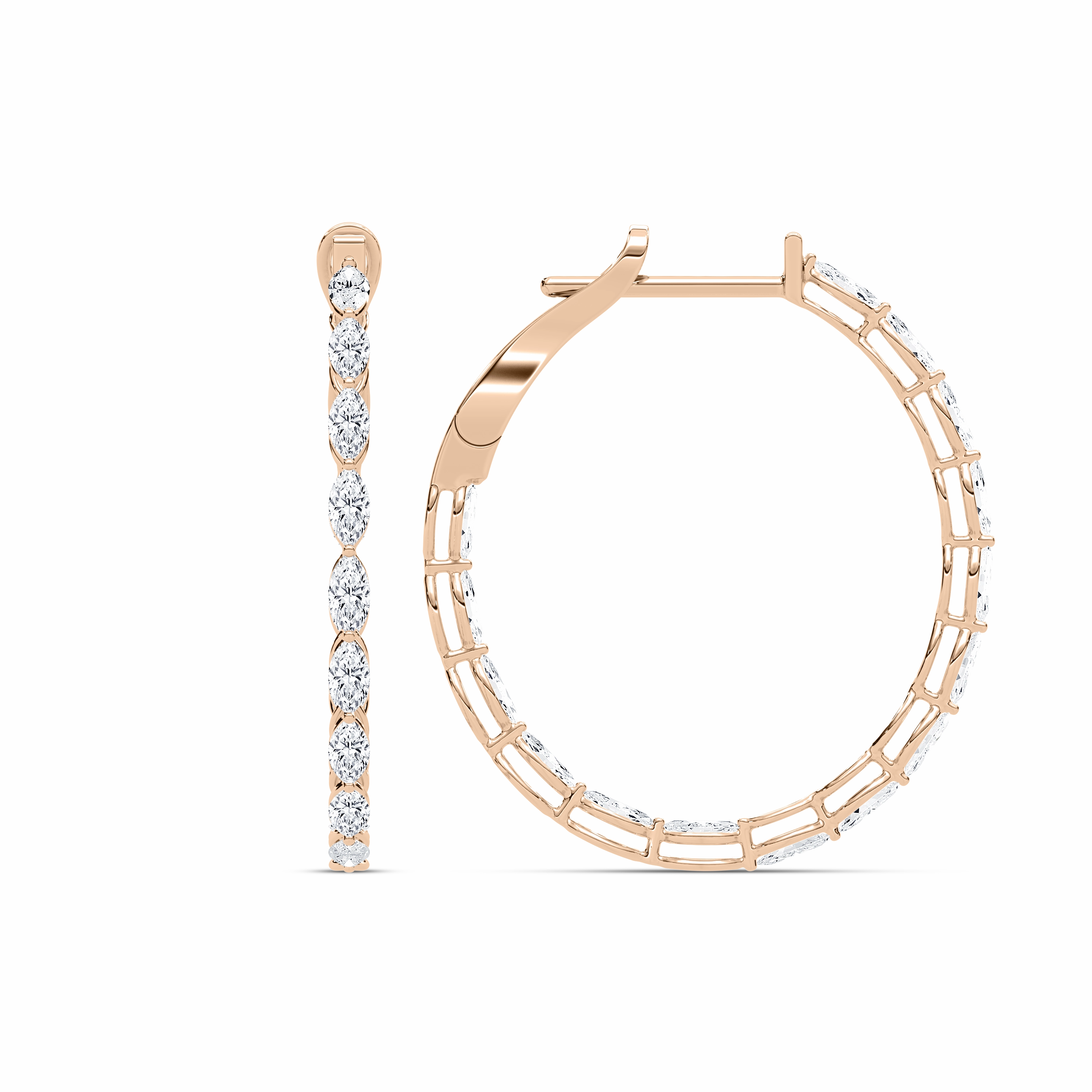 4 1?? ctw Marquise Lab Grown Diamond Inside Out Hoop Earrings Trendy Finish