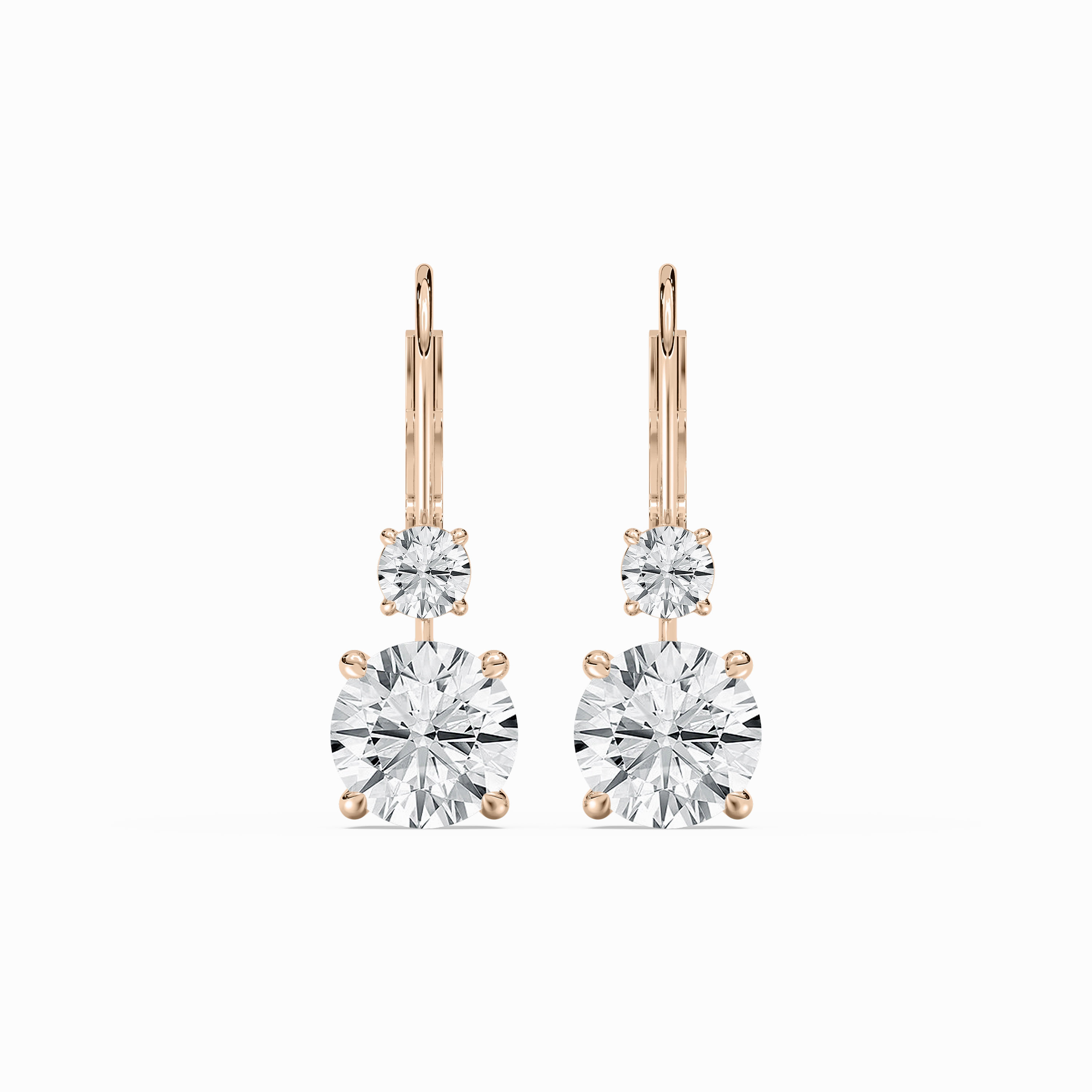 4 2/? ctw Round Lab Grown Diamond Leverback Drop Earrings Substantial Piece Office Embellishment