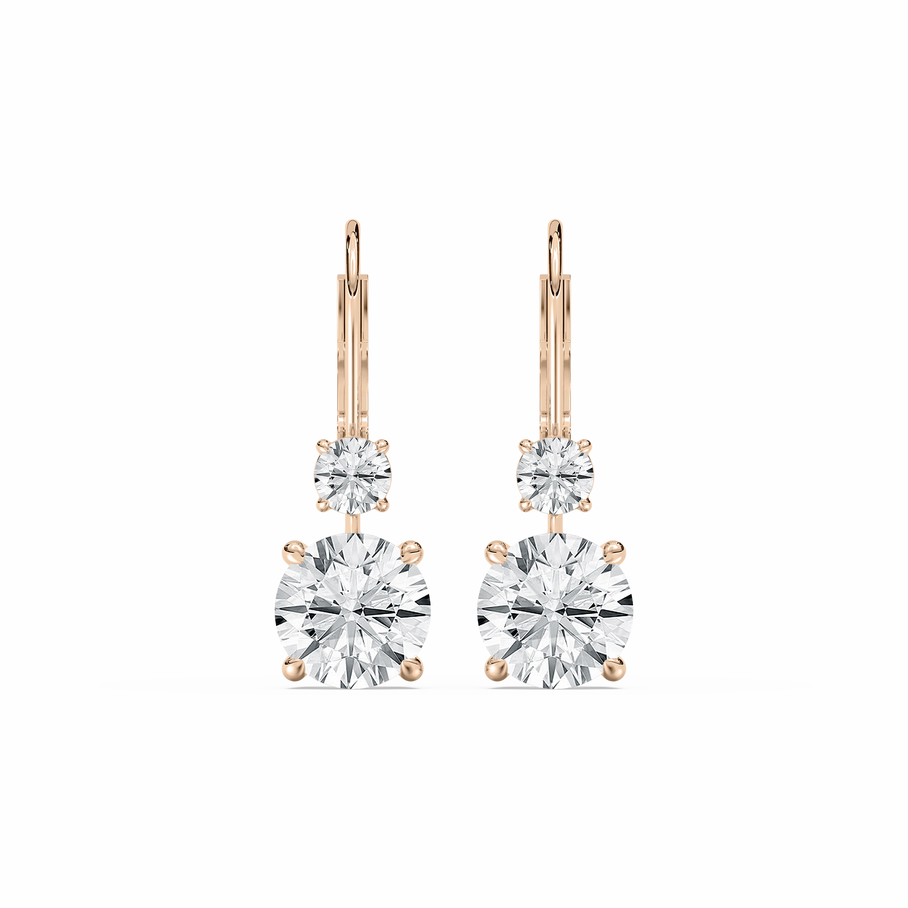Classic Detail 4 2/? ctw Round Lab Grown Diamond Leverback Drop Earrings