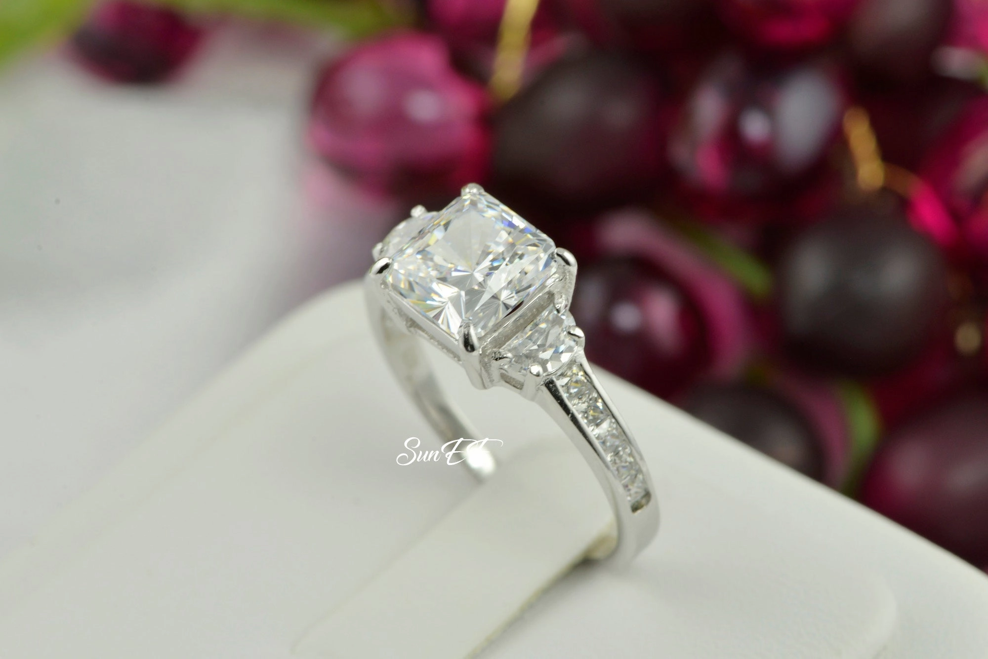 4.8ct Princess Cut Bridal Wedding Engagement Ring Diamond Simulated 925 Sterling Silver Anniversary Rings SKU:00159 Unisex accessory