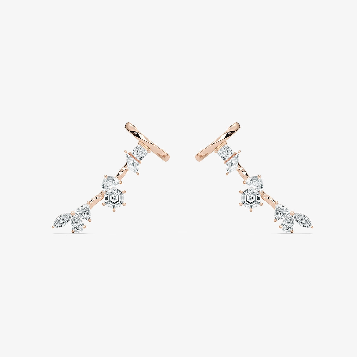 Minimalist Aesthetic Casual Ornament 4 ? ctw Multi-Shape Lab Grown Diamond Cuff Earrings