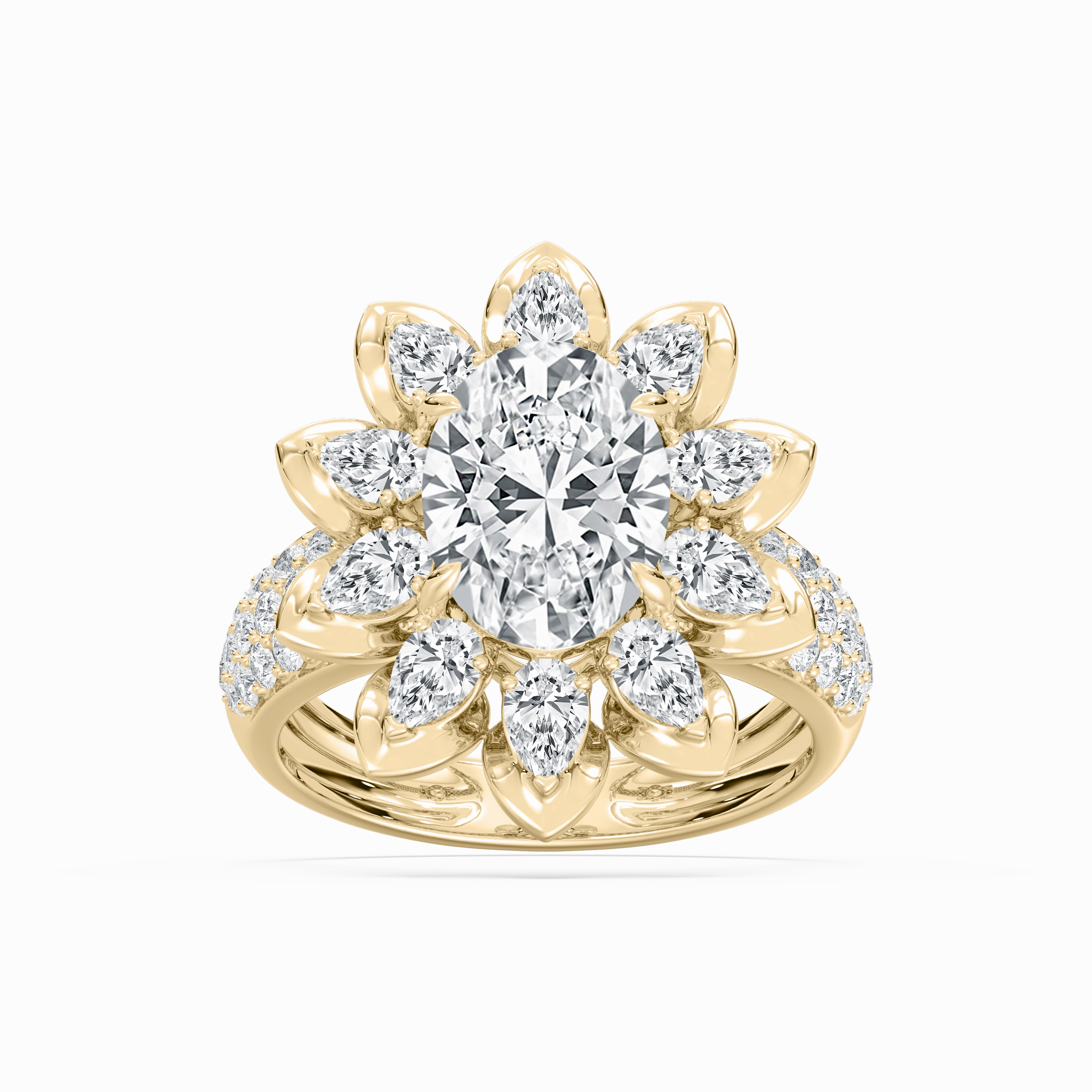 Contemporary Memento 4 ? ctw Oval, Pear and Round Lab Grown Diamond Floral Ring