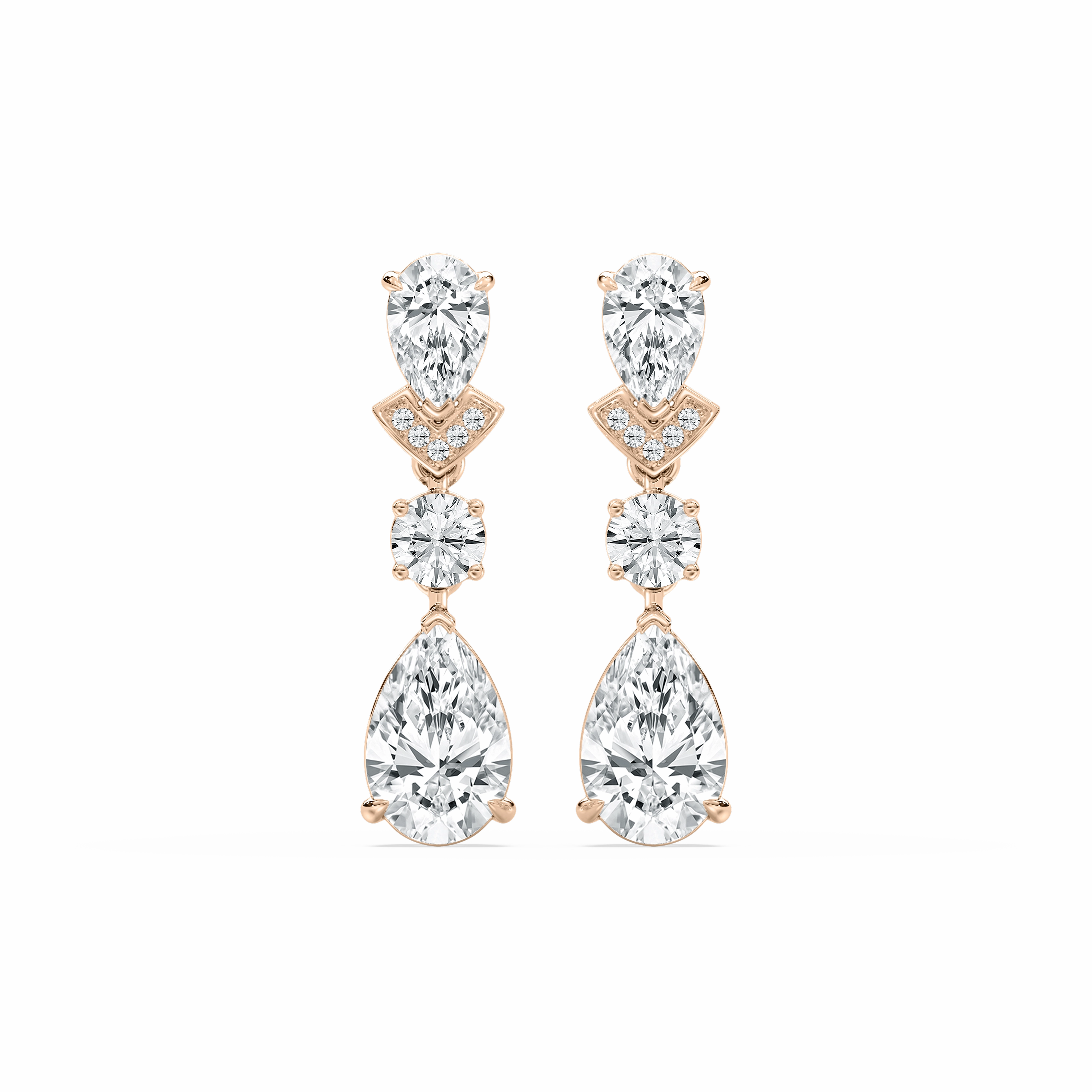 Formal Embellishment Summer Ornament 4 ??ctw Pear and Round Lab Grown Diamond Drop Earrings