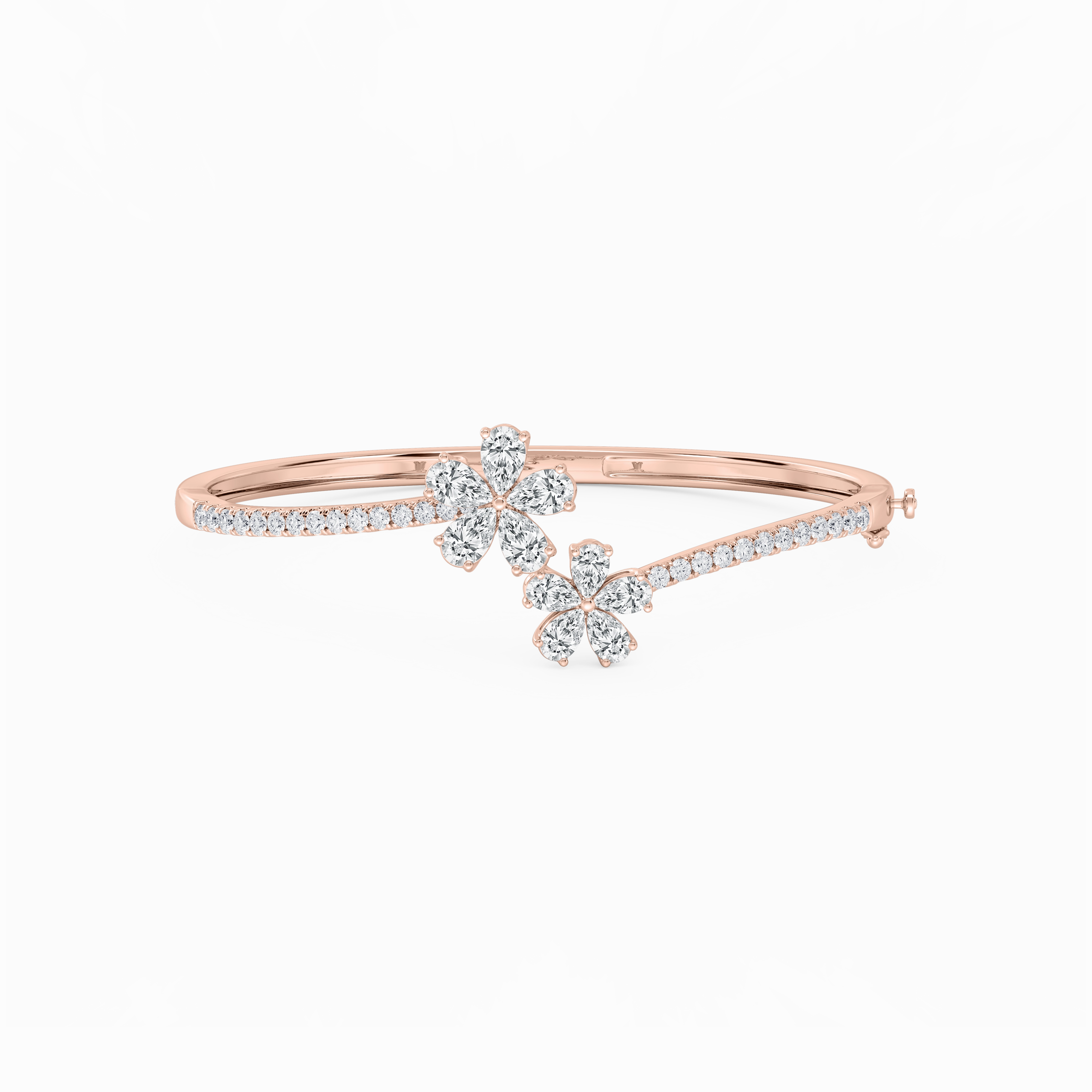 Boundless Opportunities Easy Breezy 4 ? ctw Pear and Round Lab Grown Diamond Flower Bypass Bangle Bracelet  - 7.25 Inches