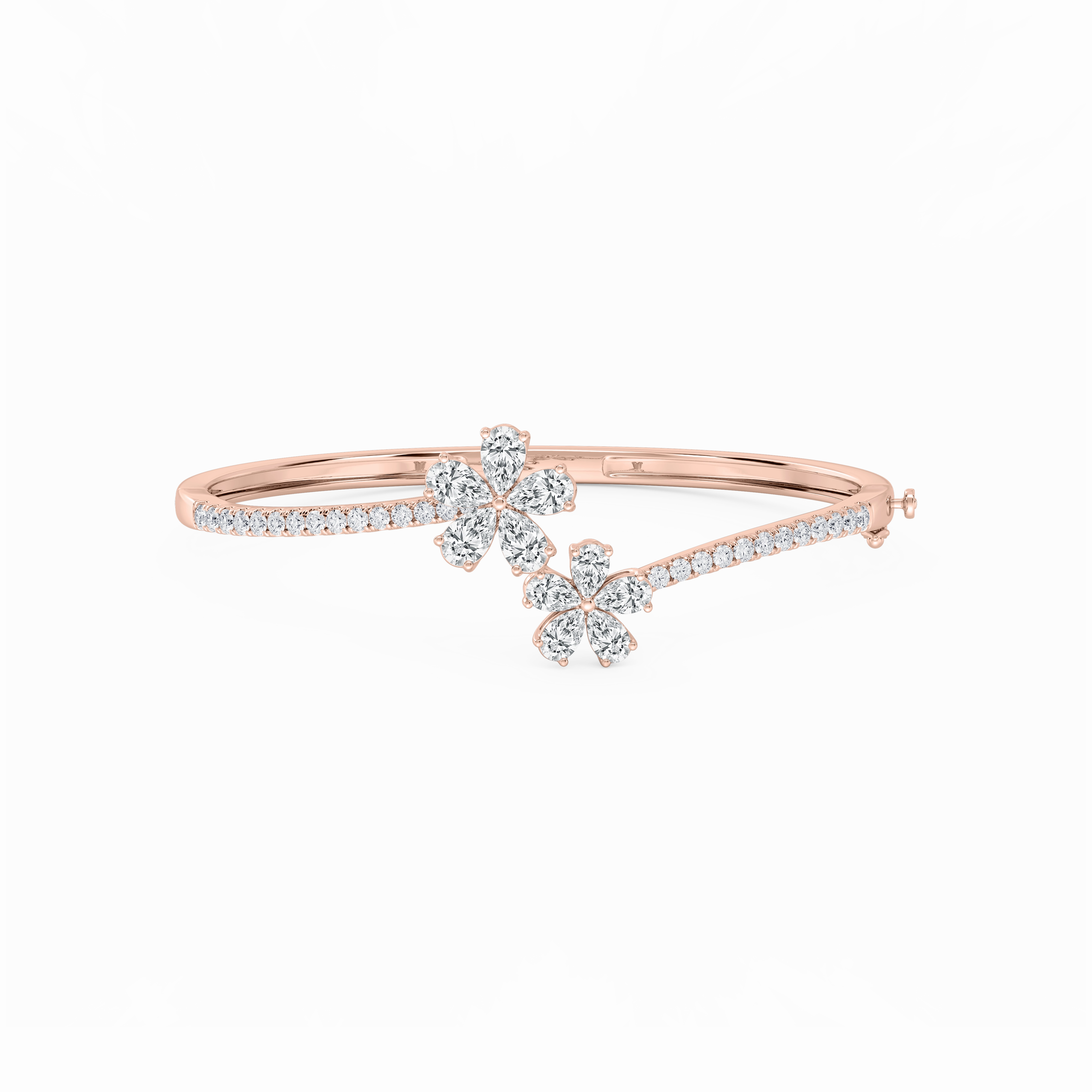 4 ? ctw Pear and Round Lab Grown Diamond Flower Bypass Bangle Bracelet  - 7.25 Inches Whimsical Perspective