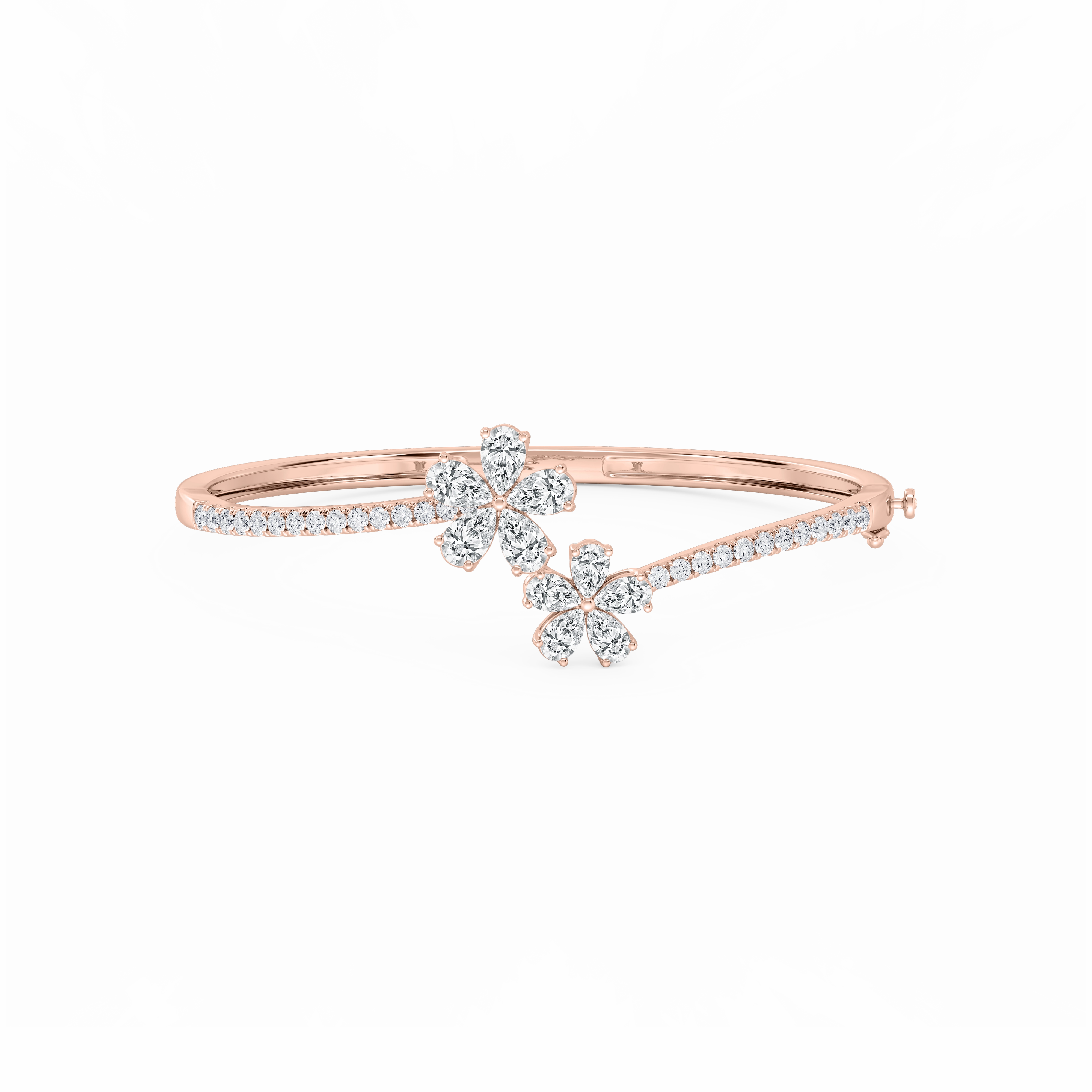 4 ? ctw Pear and Round Lab Grown Diamond Flower Bypass Bangle Bracelet  - 7.25 Inches Spiritual Sight Limitless Mixes