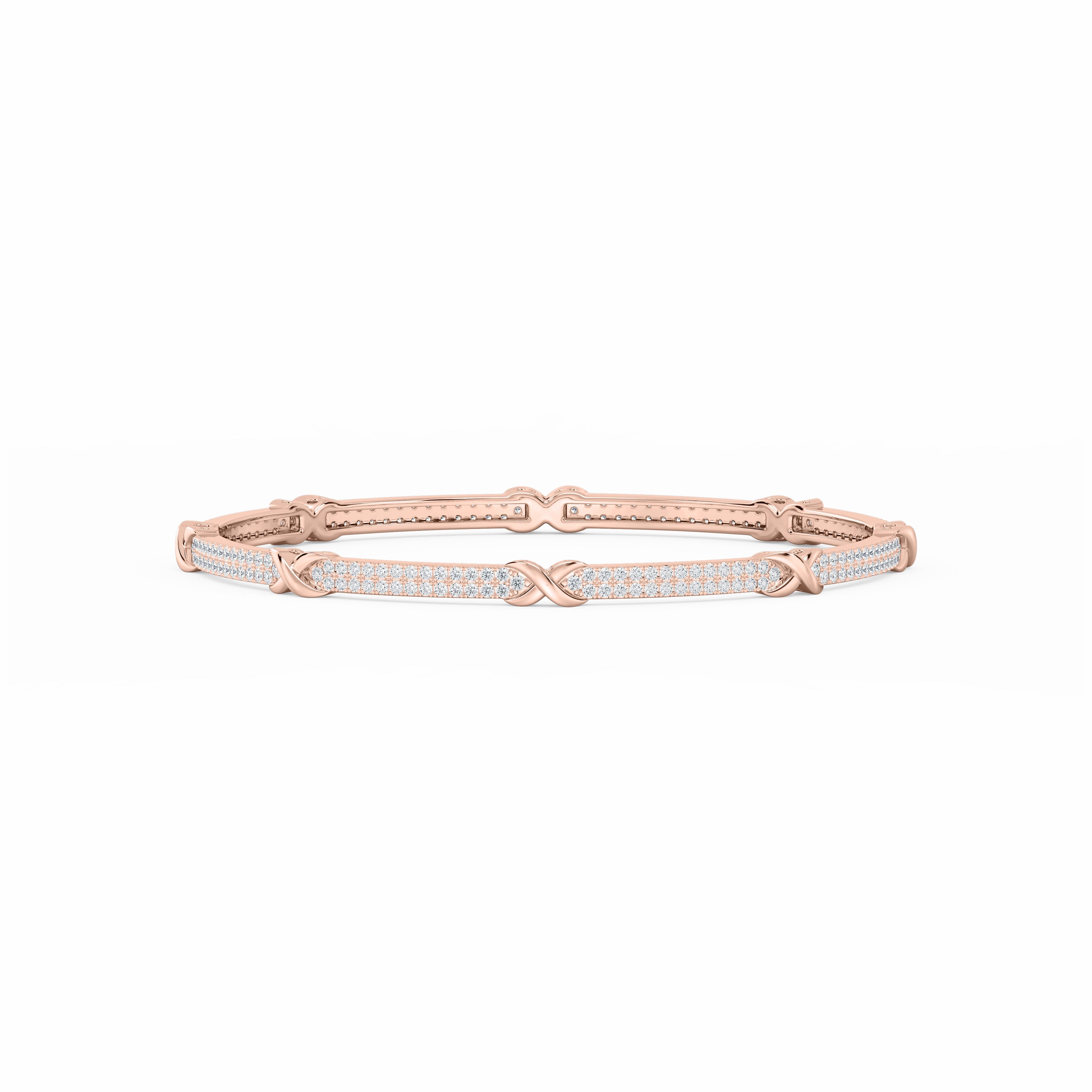 Signature Look 4 ? ctw Round Lab Grown Diamond X Bangle Bracelet  - 7.25 Inches