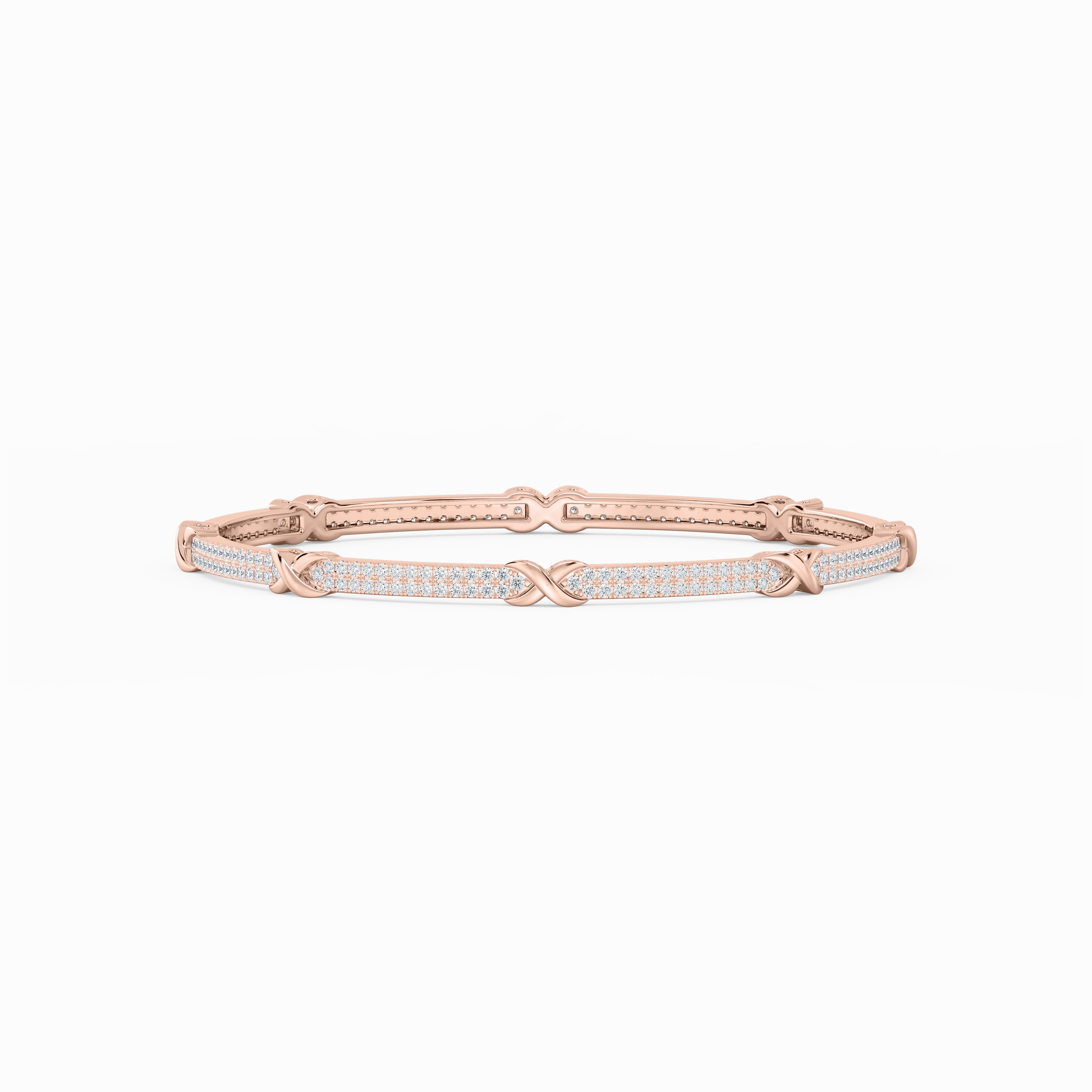 4 ? ctw Round Lab Grown Diamond X Bangle Bracelet  - 7.25 Inches Pocket-Friendly