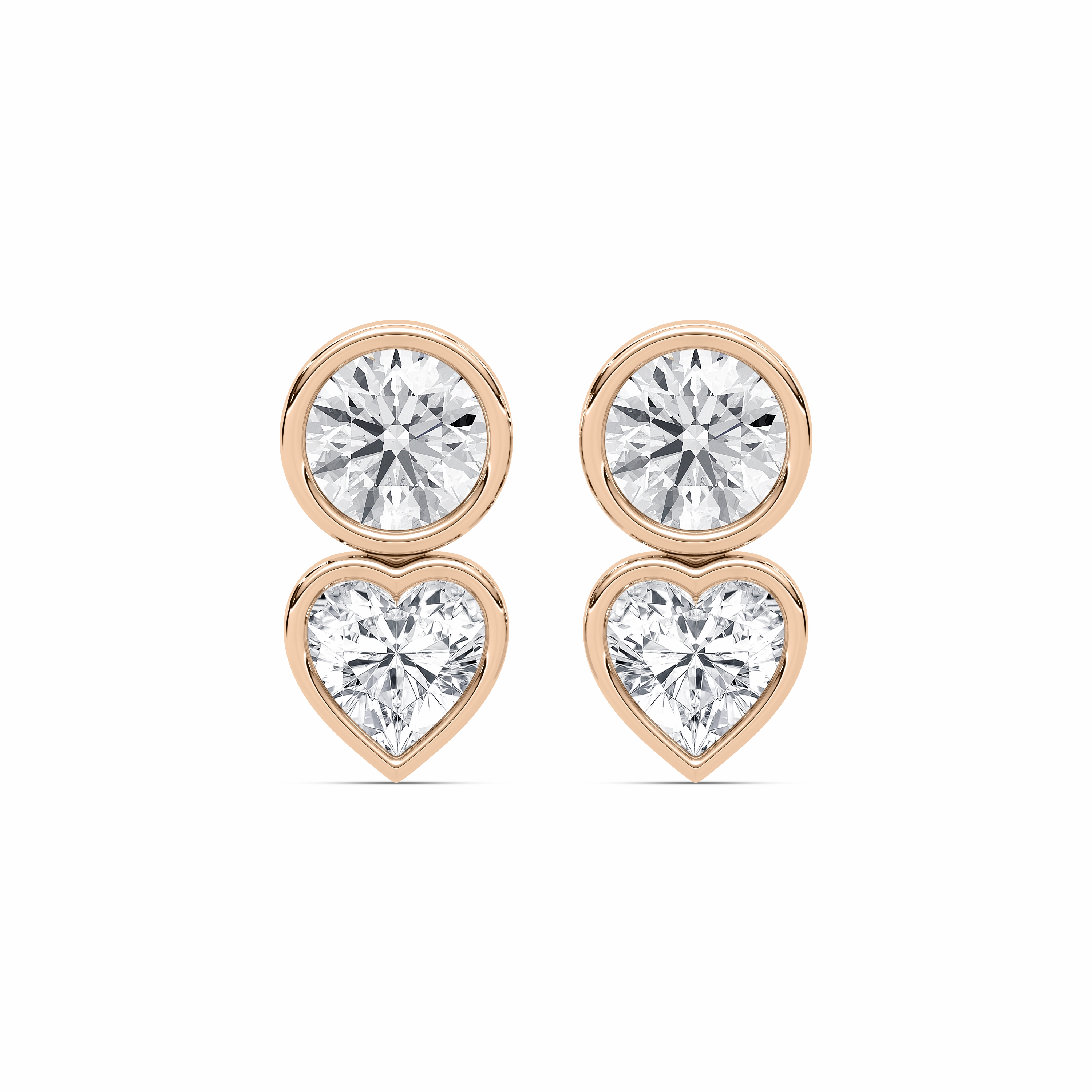 Fashionable Detail Substantial Item 4 ctw Round and Heart Lab Grown Diamond Bezel Stud Earrings
