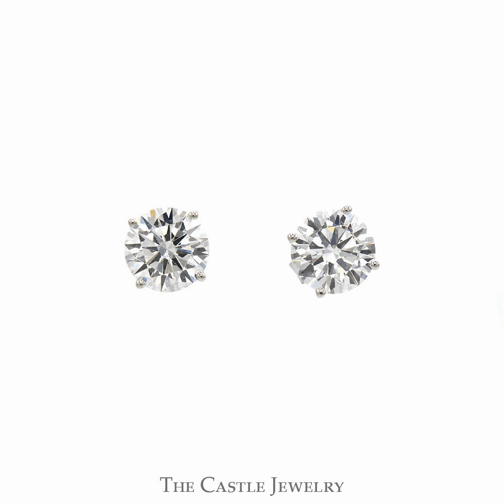 Affordable Item 4cttw Round Brilliant Cut Lab Grown Diamond Stud Earrings in 14k White Gold