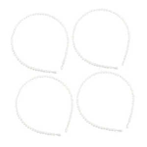 4pcs Wide Boho Pearl Headbands for Women Clip Headbands Delicate Hair Accessories
