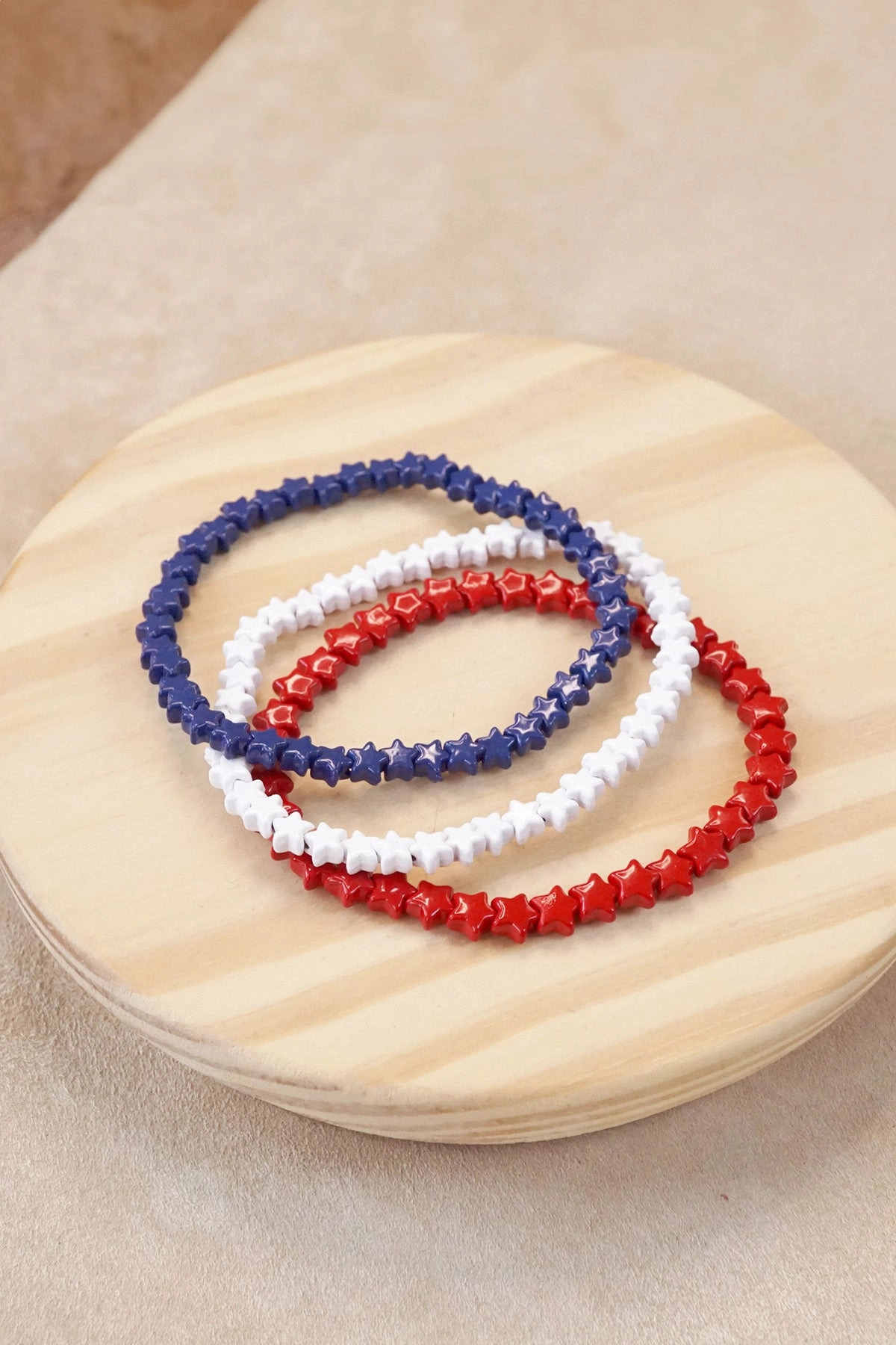 Eye-Catching Detail Meritorious Composites 4th of July Star-Spangled Stretch Bracelet Set ?C Red, White & Blue