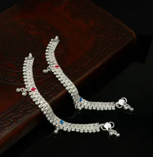 5.5" inches Sterling silver customized amazing silver ankle bracelet new born baby anklets Jingling charm anklets foot jewelry ank276