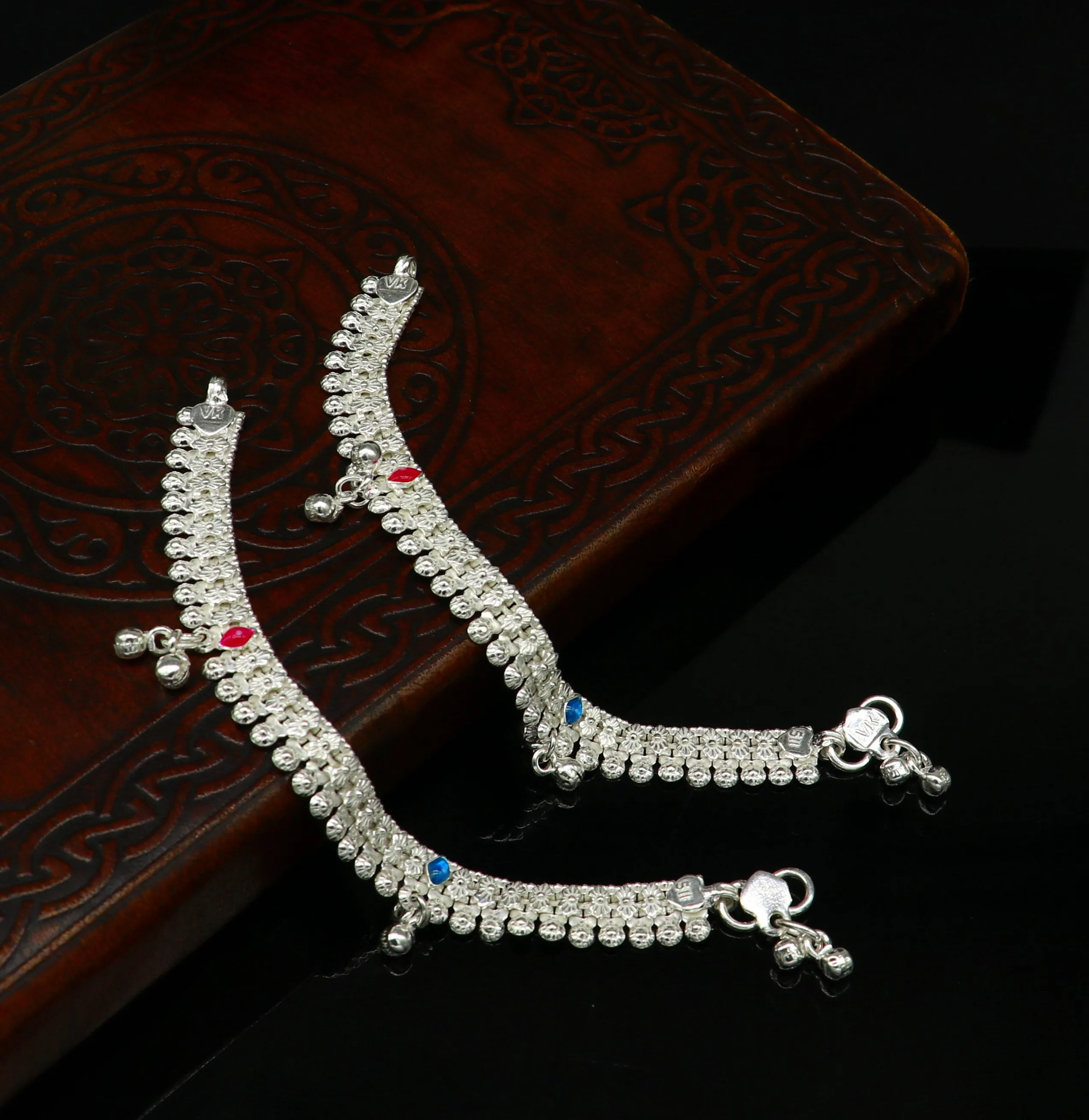 5.5" inches Sterling silver customized amazing silver ankle bracelet new born baby anklets Jingling charm anklets foot jewelry ank276