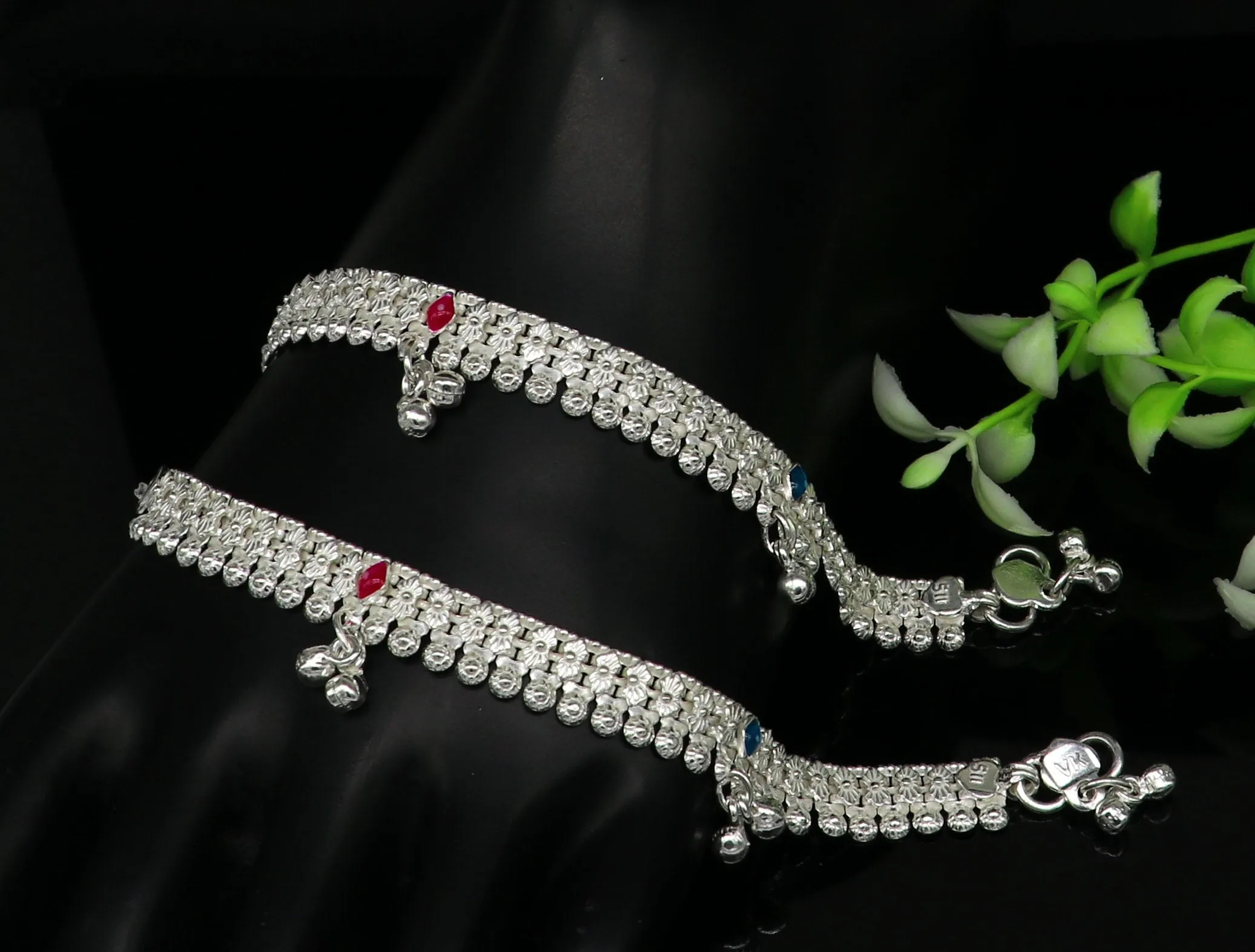 5.5" inches Sterling silver customized amazing silver ankle bracelet new born baby anklets Jingling charm anklets foot jewelry ank276