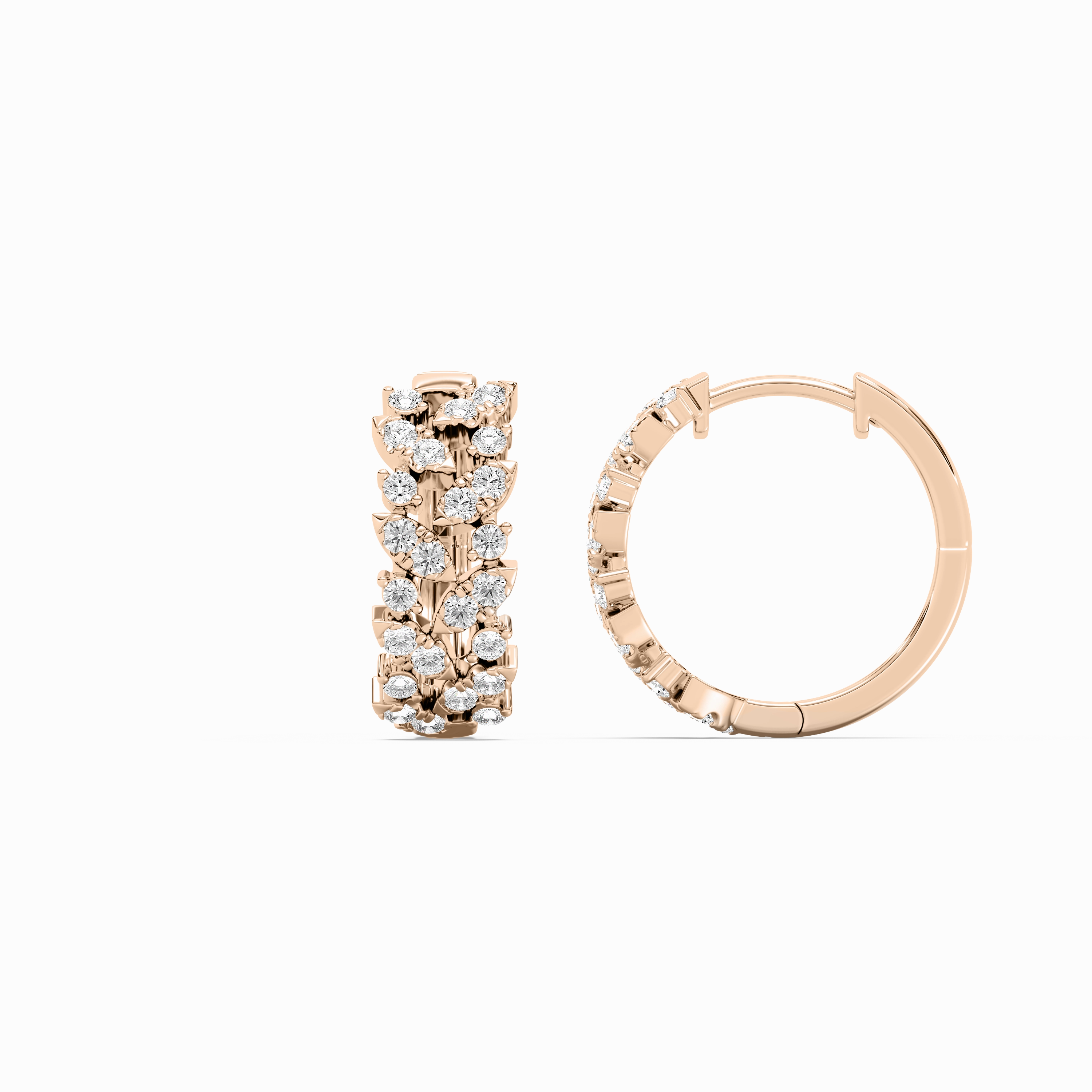 5/8 ctw Round Lab Grown Diamond Floral Vine Hoop Earrings Beach accessory Polygonal Accent