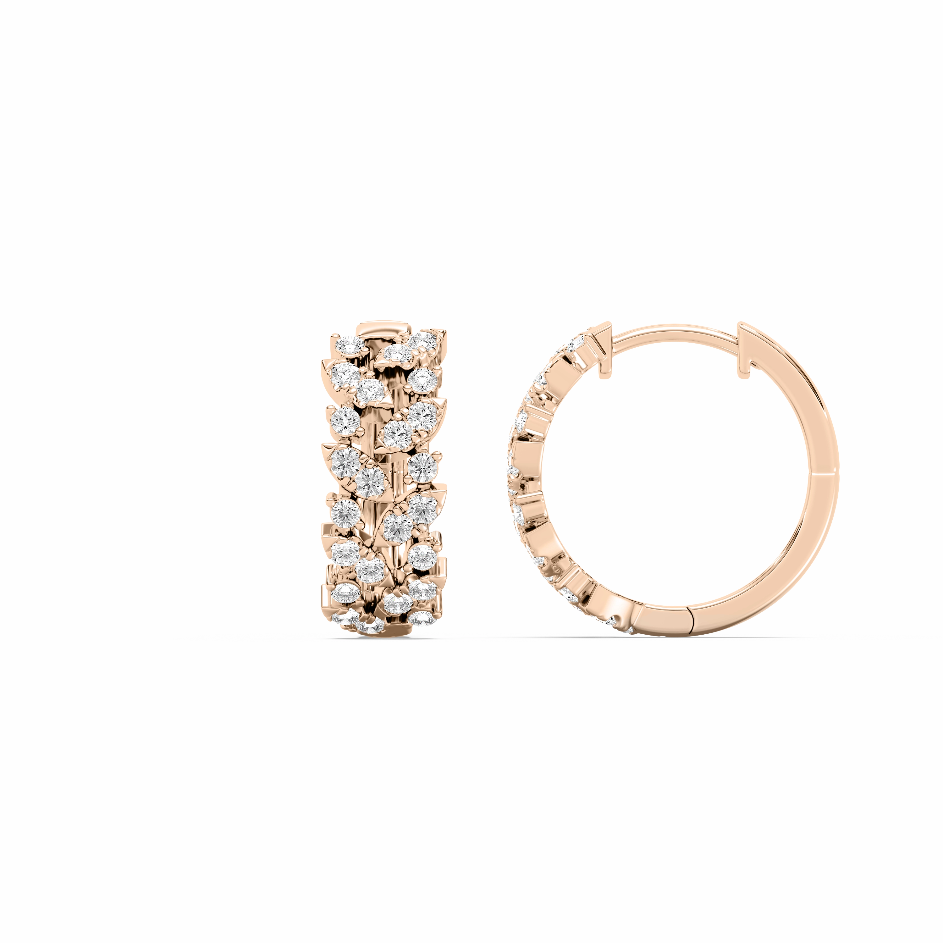 Artistic Accessory 5/8 ctw Round Lab Grown Diamond Floral Vine Hoop Earrings