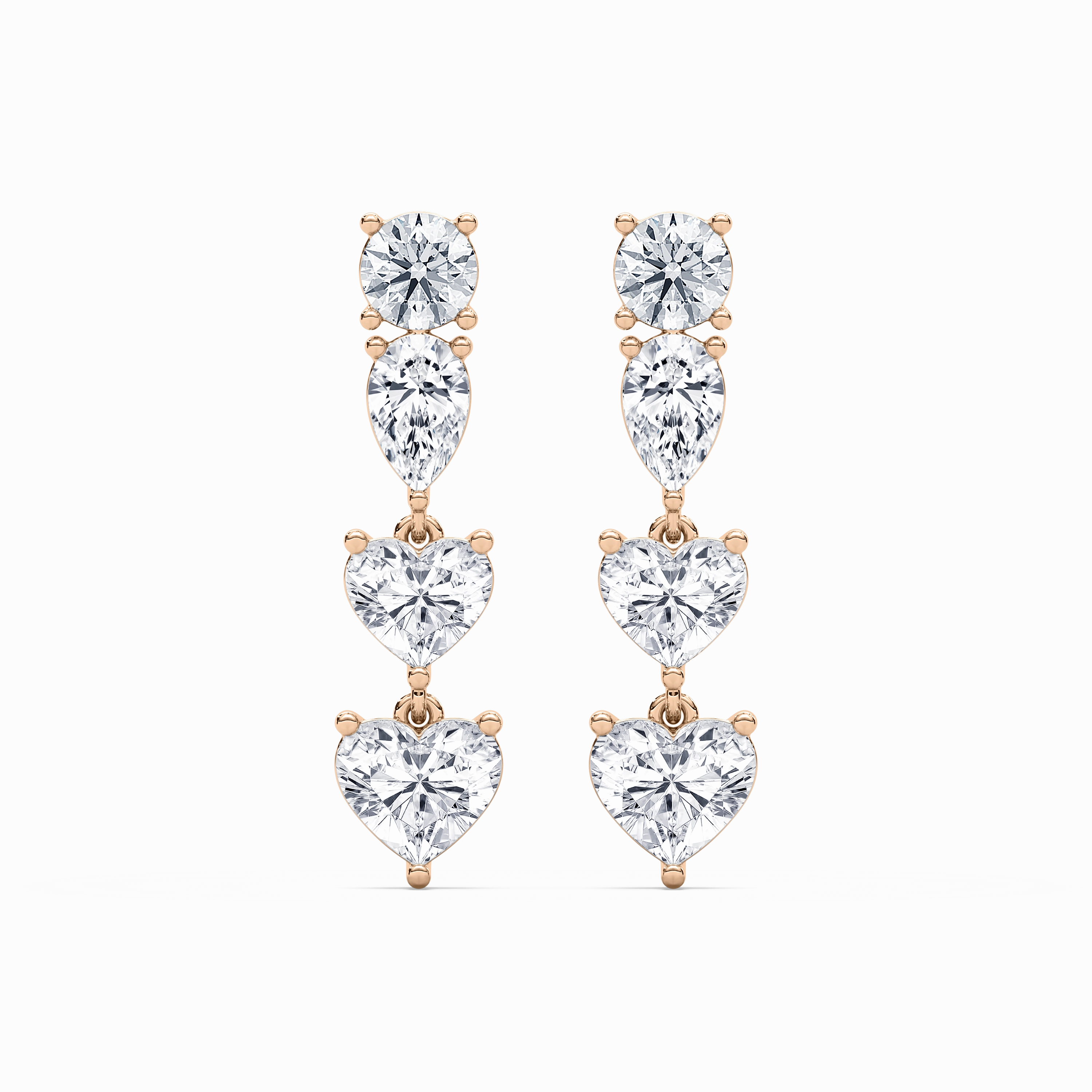 5 ? ctw Heart, Pear & Round Lab Grown Diamond Duo Drop Earrings Circular Accent