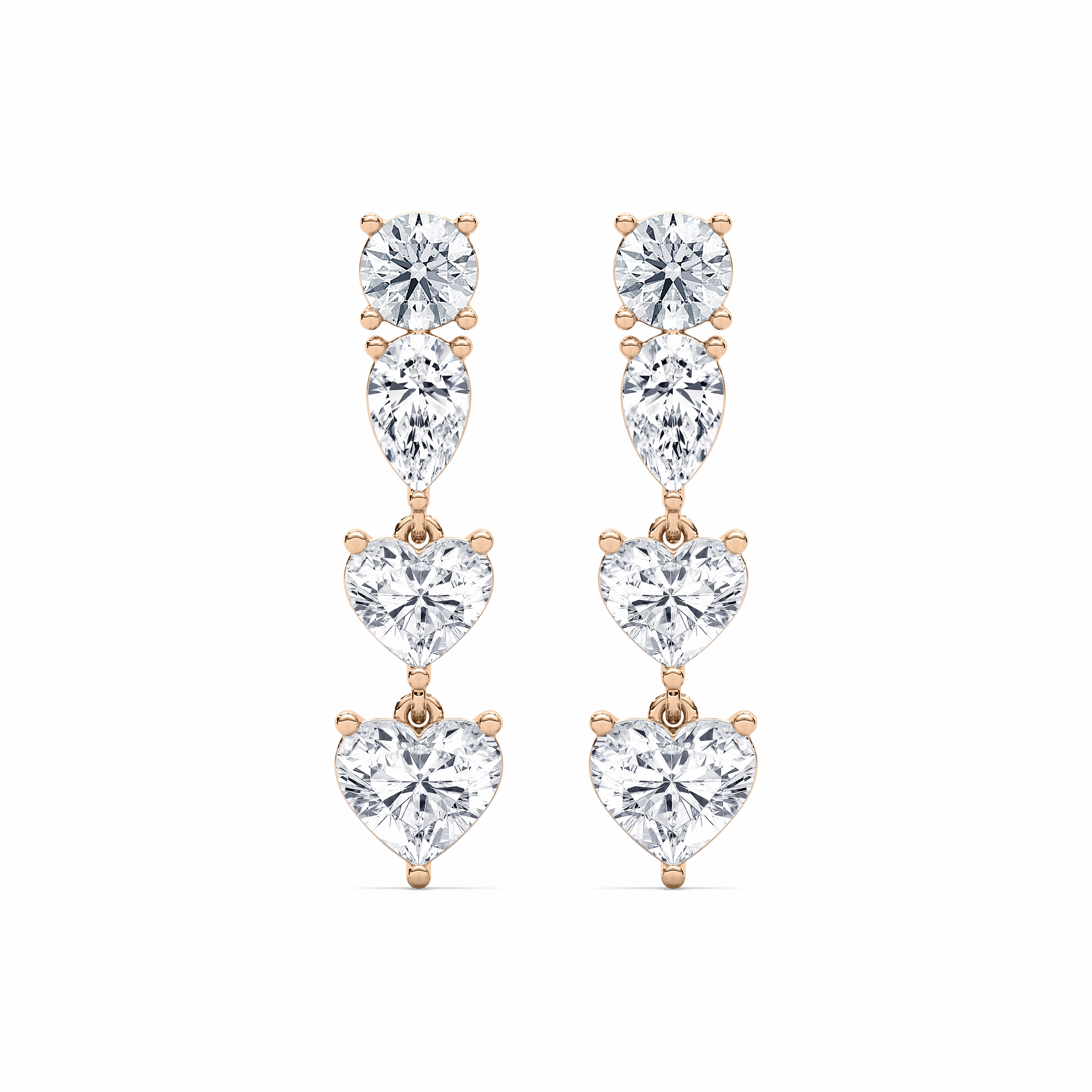 Vintage Accessory 5 ? ctw Heart, Pear & Round Lab Grown Diamond Duo Drop Earrings