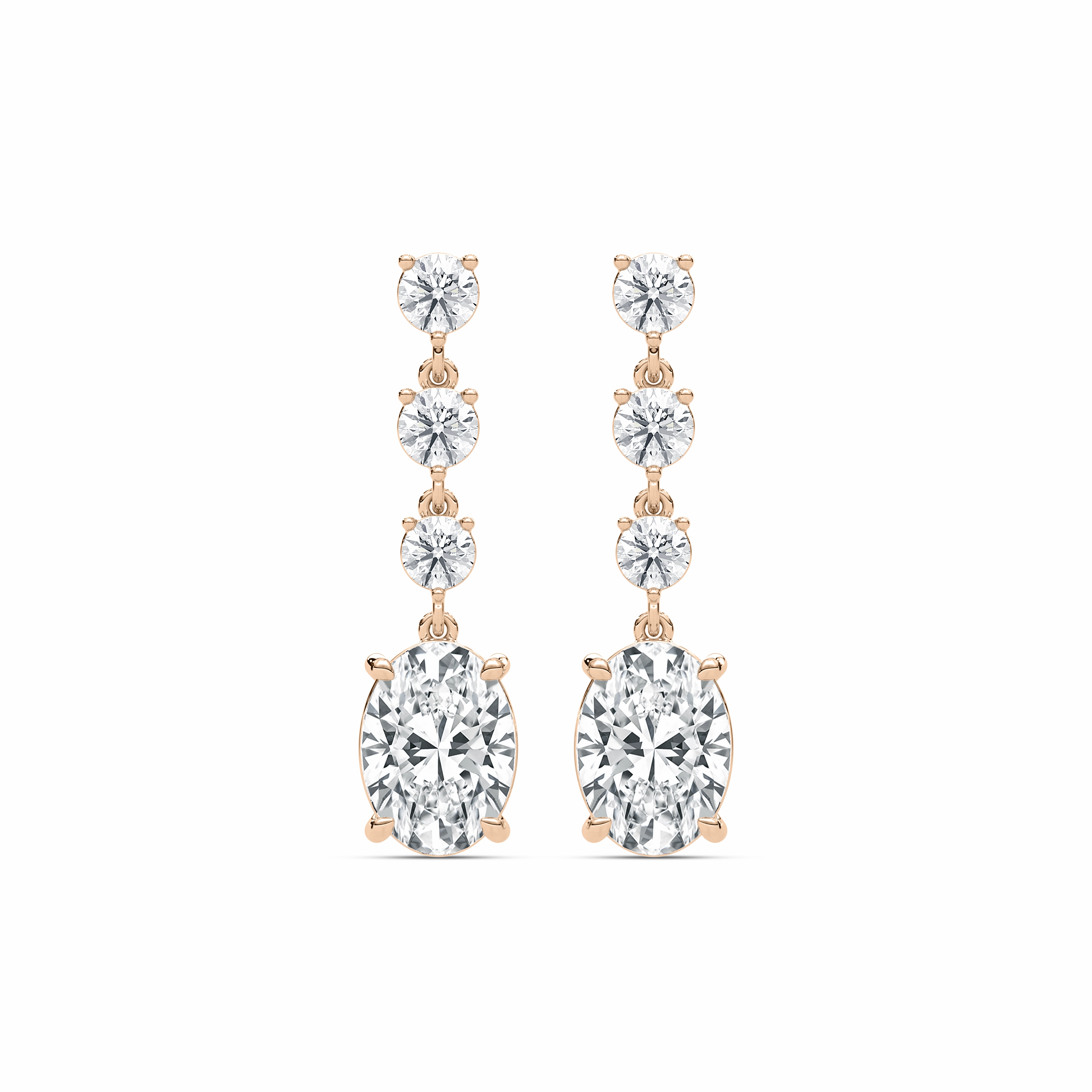 5 ? ctw Oval and Round Lab Grown Diamond Dangle Earrings Luxurious Accent Sophisticated Design