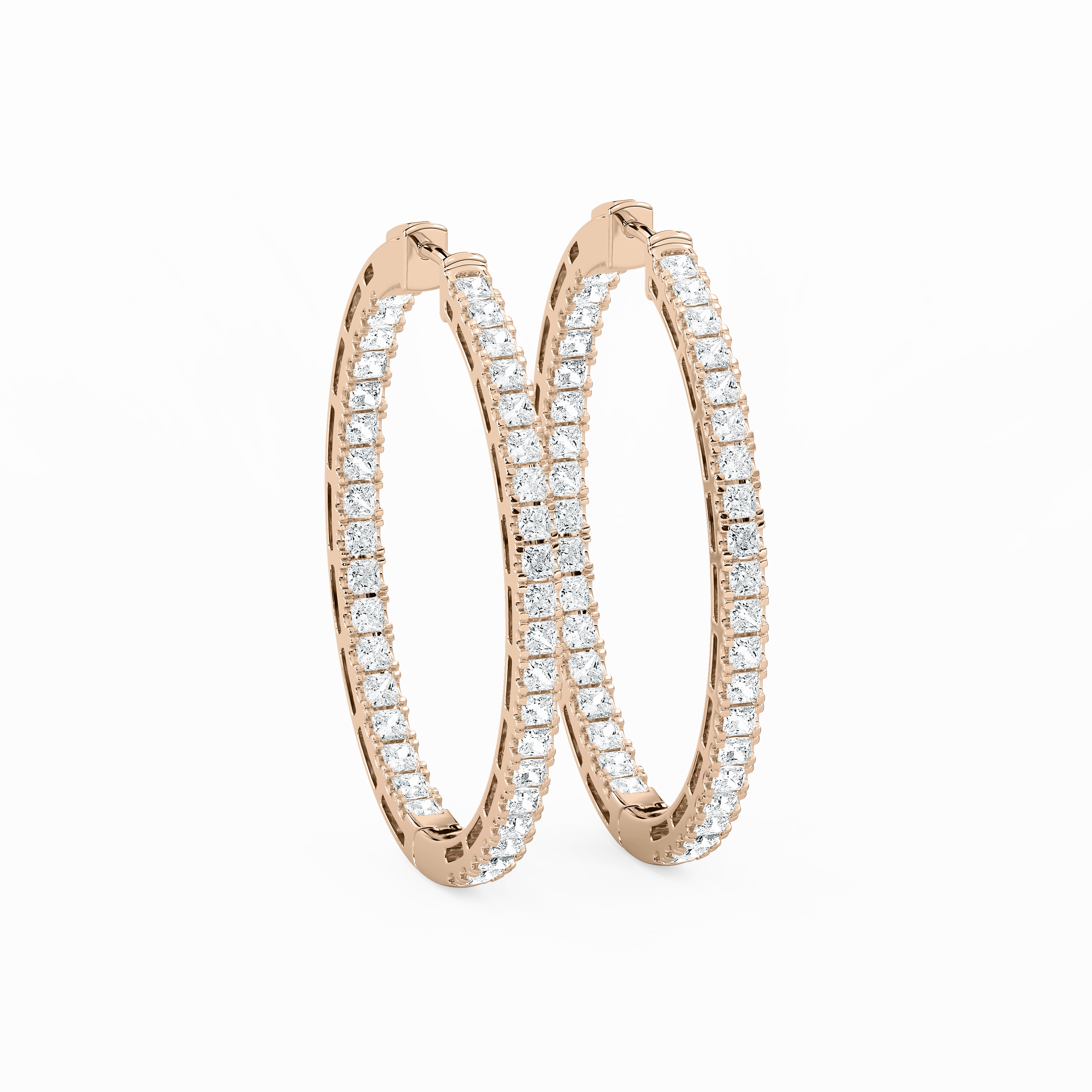 Gorgeous Jewelry Unique Accent 5 ? ctw Princess Lab Grown Diamond Pav?? Hoop Earrings