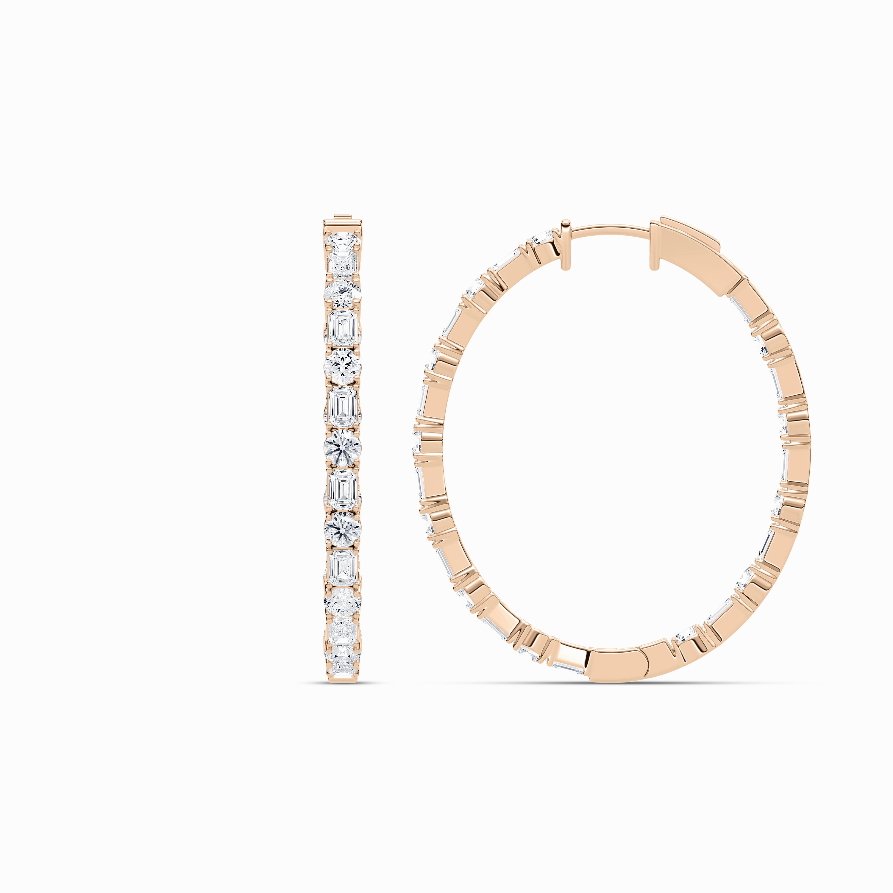 5?ctw Round and Emerald Lab Grown Diamond Inside Out Hoop Earrings Attractive Finish Modern Essential