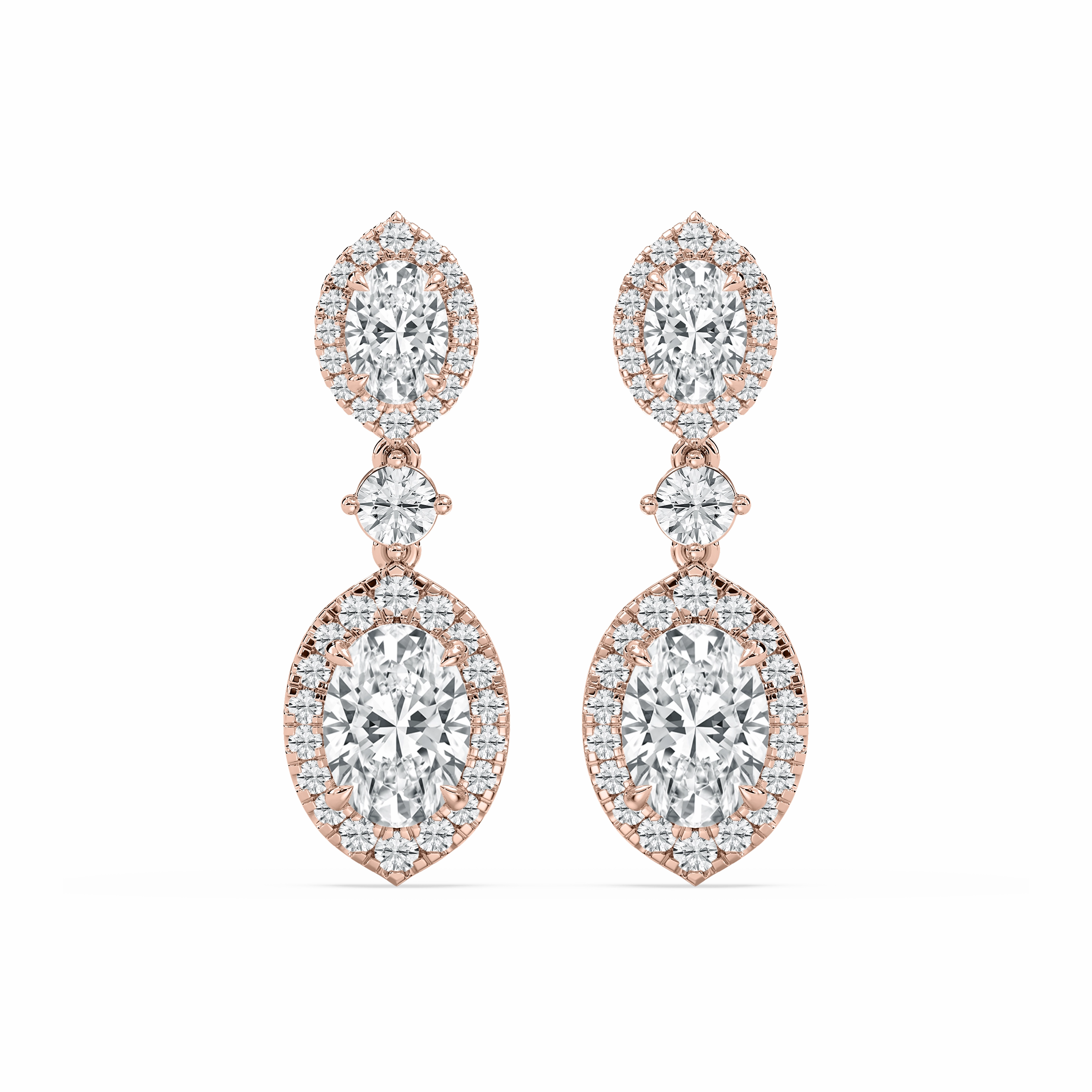 Polished Ornament Exquisite Style 5 ctw Round and Oval Lab Grown Diamond Halo Drop Earrings