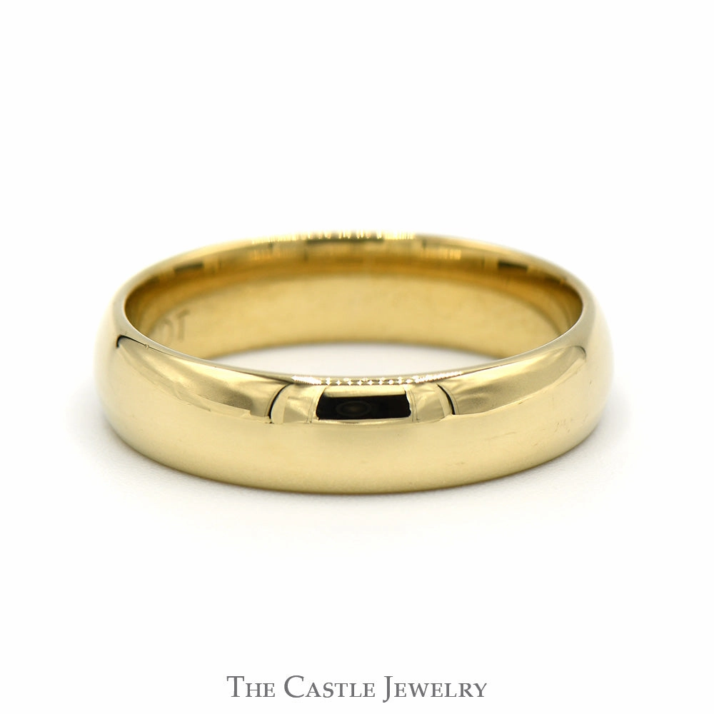 Simple Elegance Beautiful Craft 5mm Wide Polished Wedding Band in 14k Yellow Gold - Size 8.75