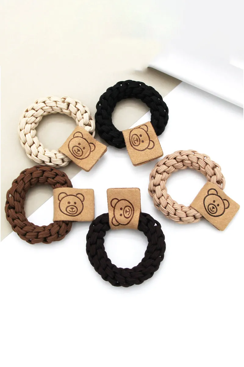 5PCS BEAR DECOR HAIR TIE