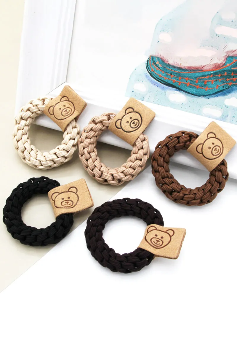 5PCS BEAR DECOR HAIR TIE