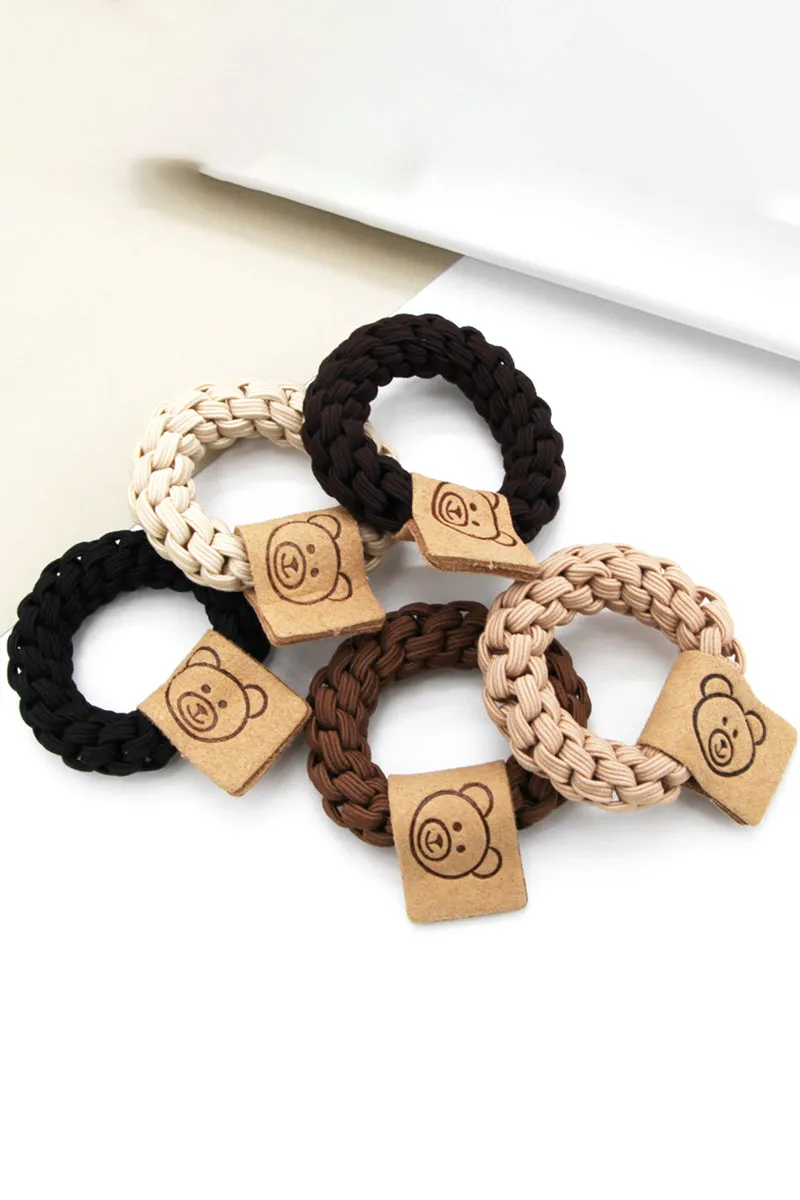 5PCS BEAR DECOR HAIR TIE