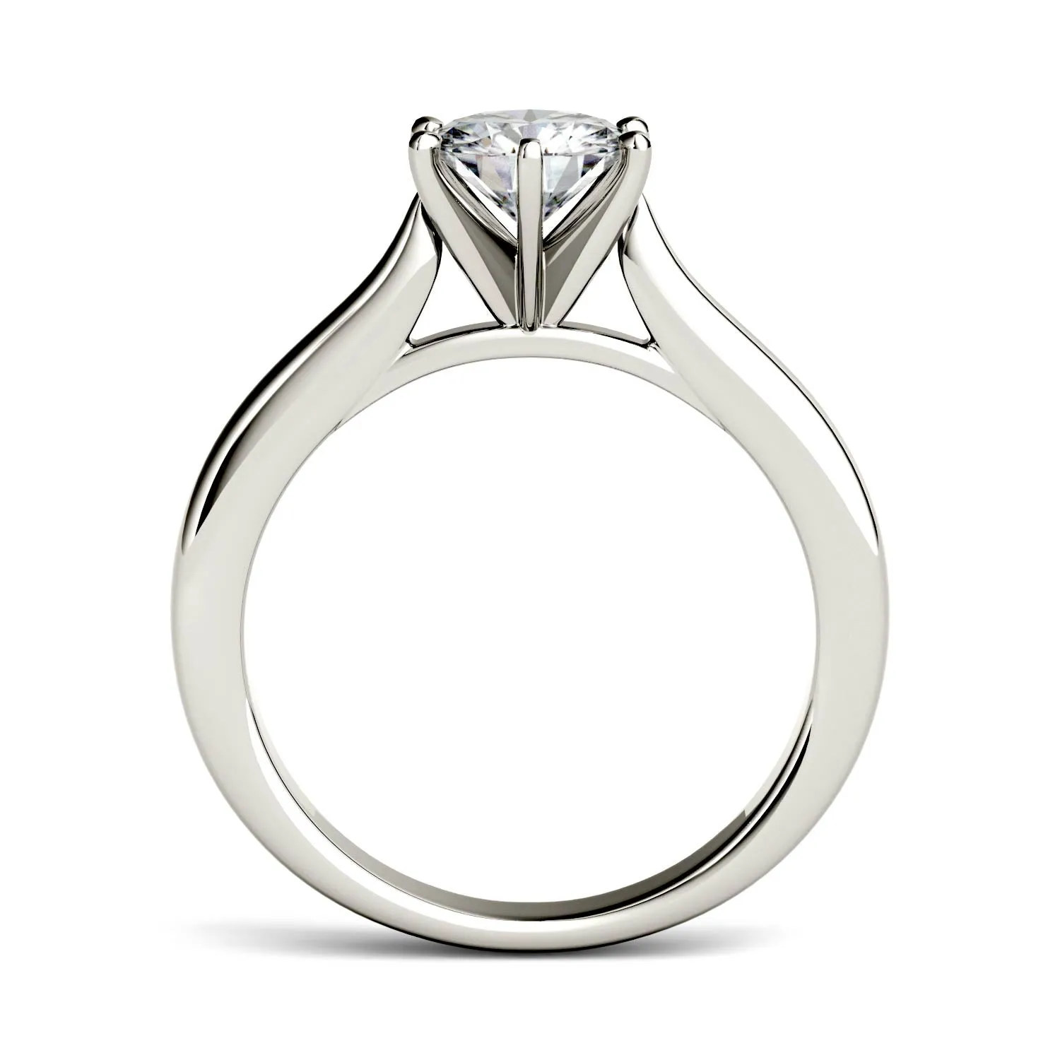 6.5mm Charles & Colvard Round Moissanite Solitaire Engagement Ring