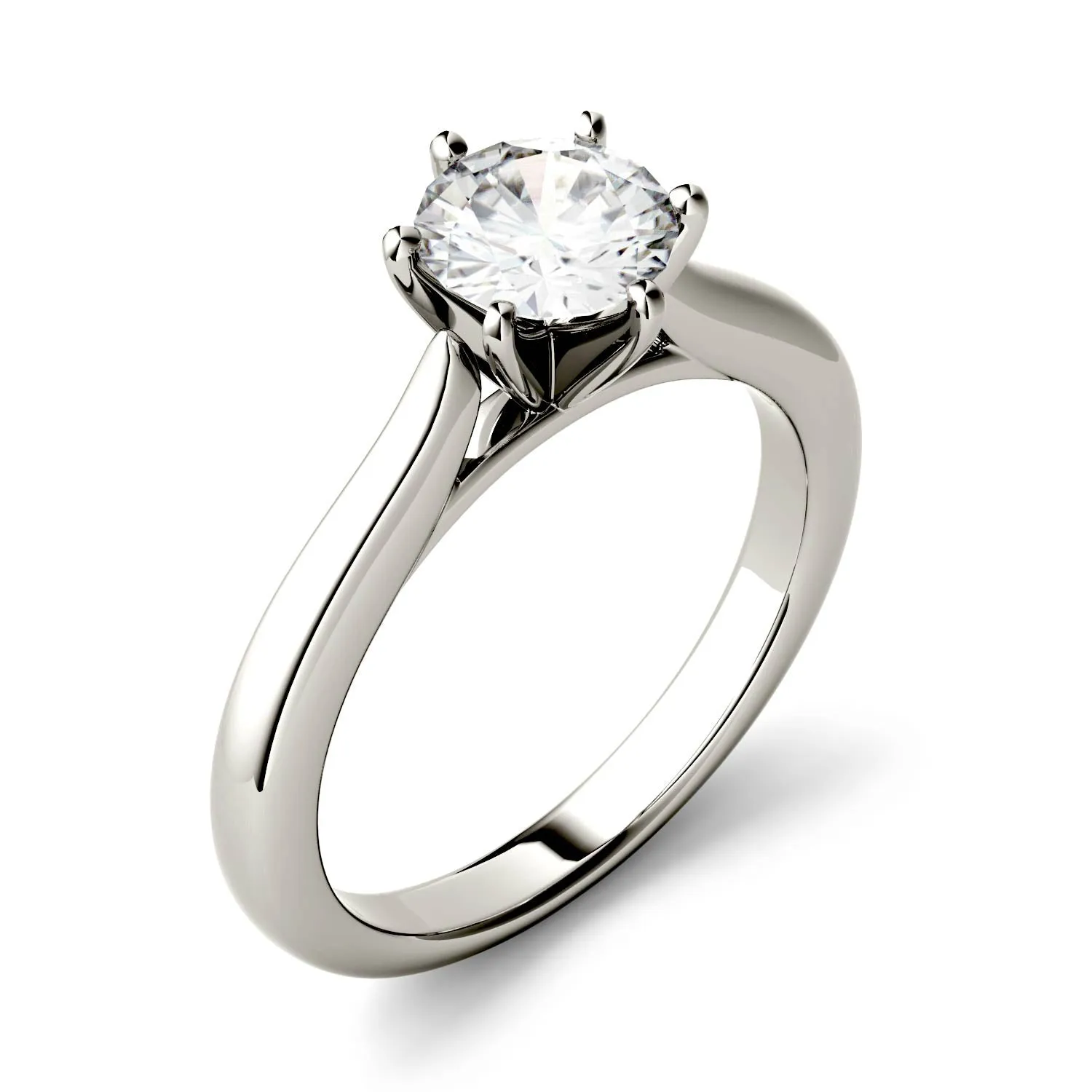 6.5mm Charles & Colvard Round Moissanite Solitaire Engagement Ring