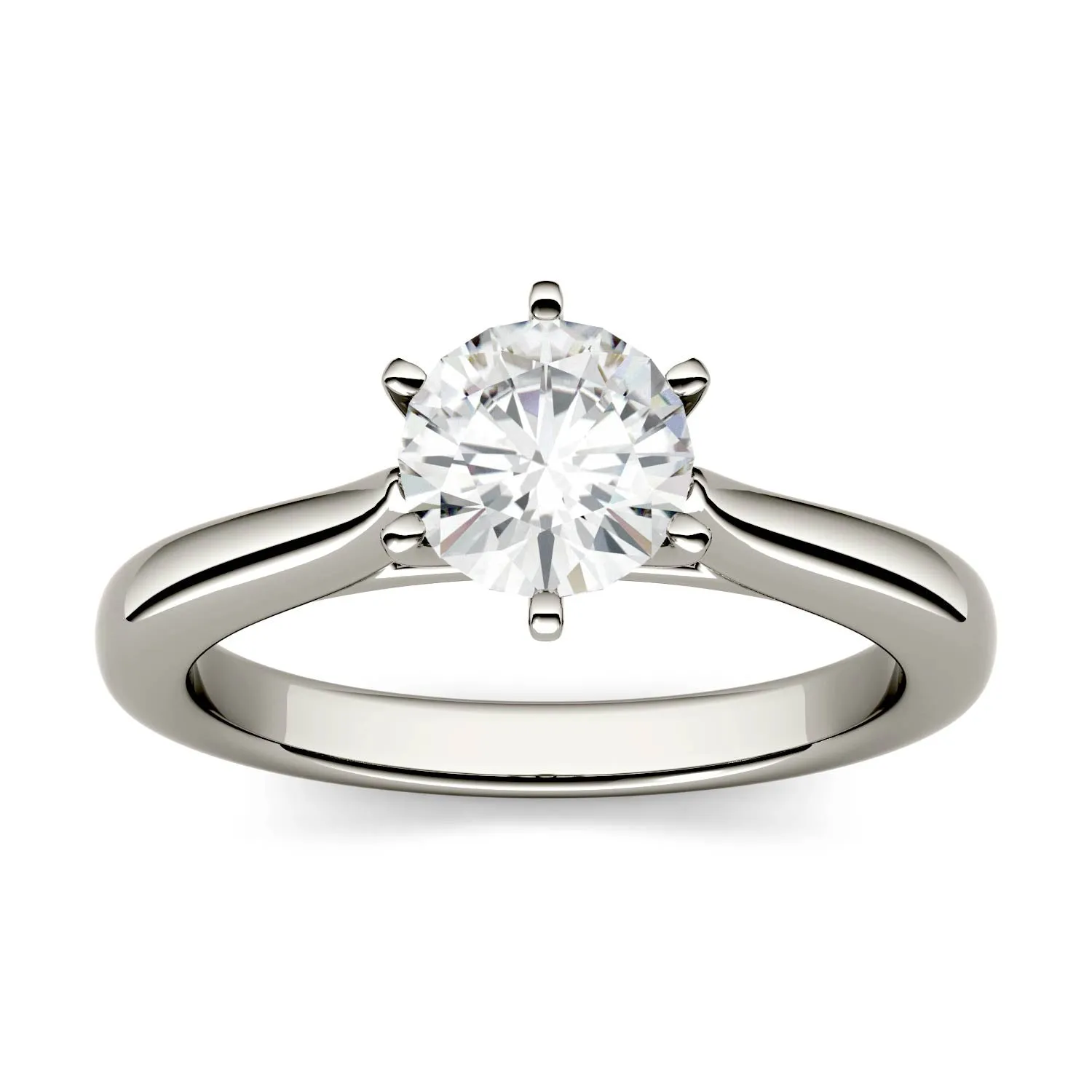 6.5mm Charles & Colvard Round Moissanite Solitaire Engagement Ring