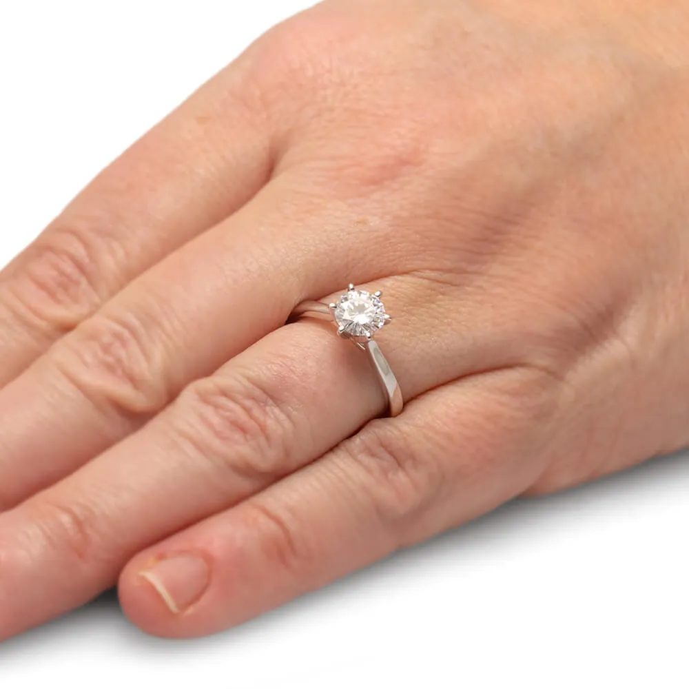 6.5mm Charles & Colvard Round Moissanite Solitaire Engagement Ring