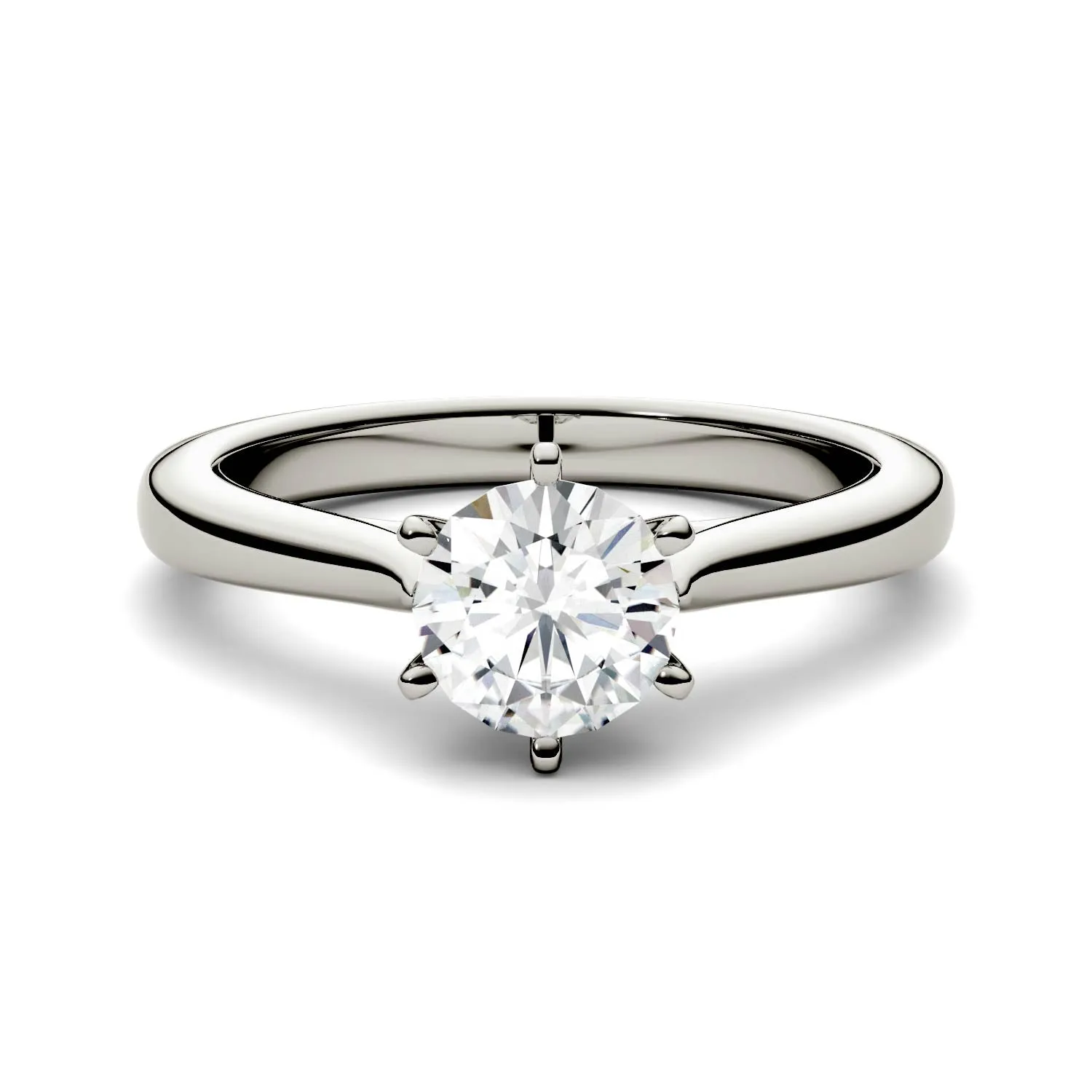 6.5mm Charles & Colvard Round Moissanite Solitaire Engagement Ring