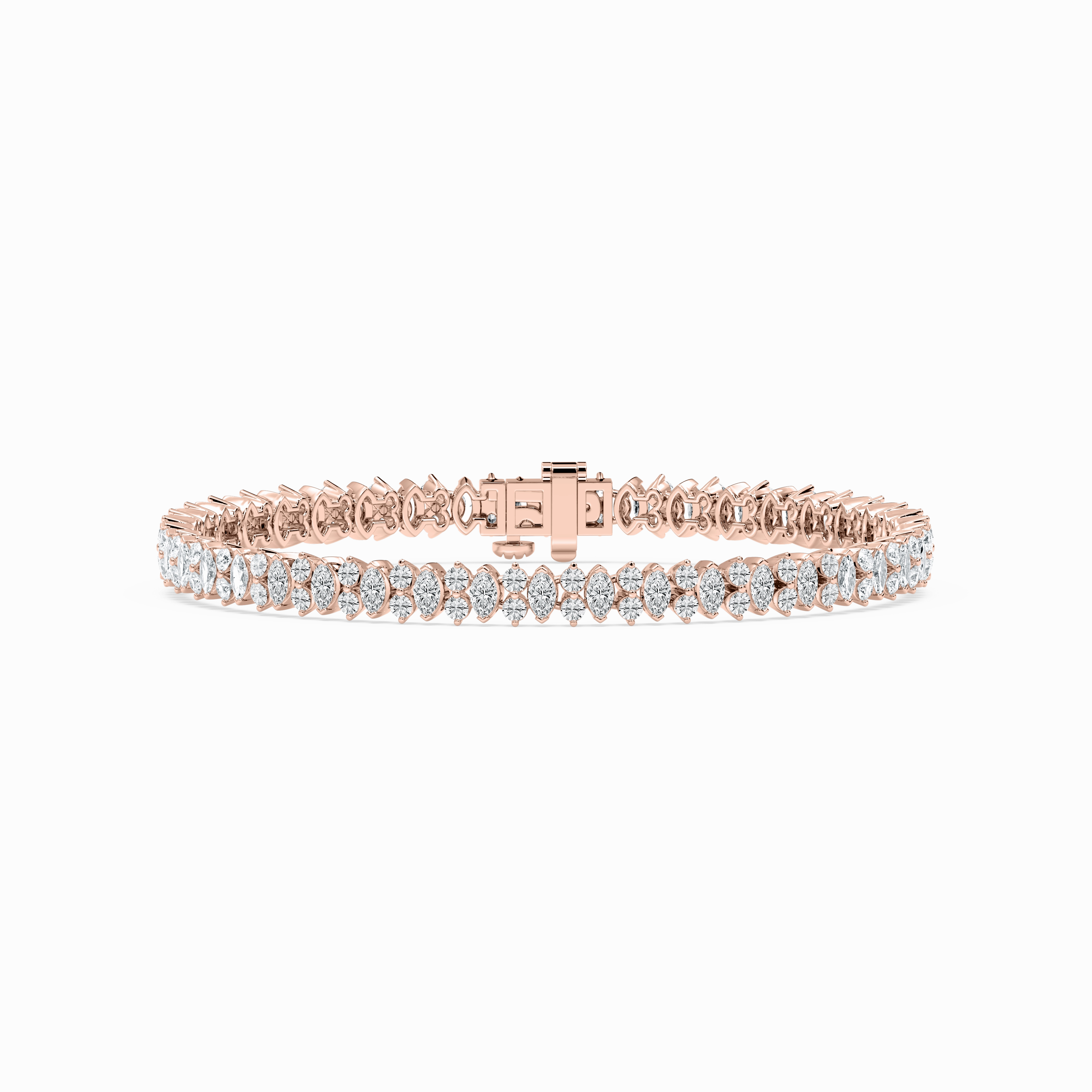 6 ? ctw Marquise and Round Lab Grown Diamond Double Row Tennis Bracelet - 7 Inches Square Trade