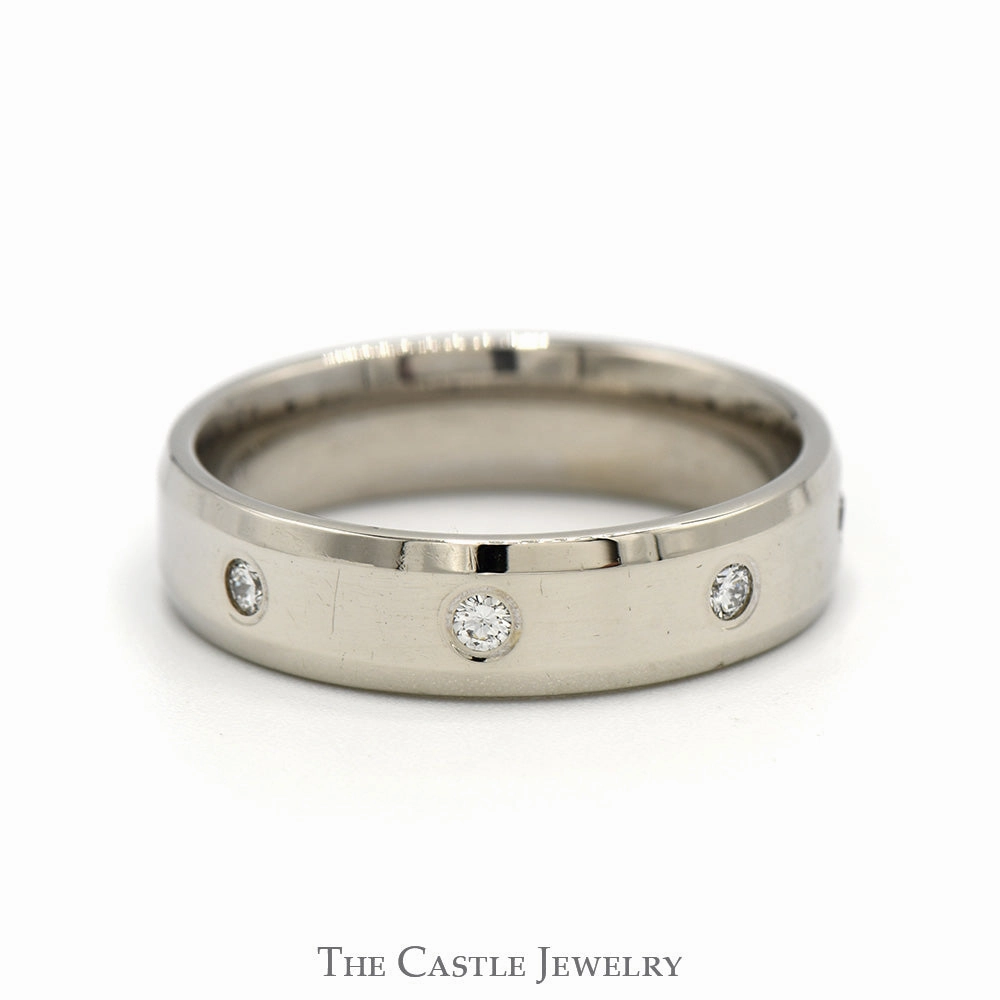 Party Present Value Design 6mm Wide 1/4cttw Flat Set Diamond Eternity Band in 14k White Gold