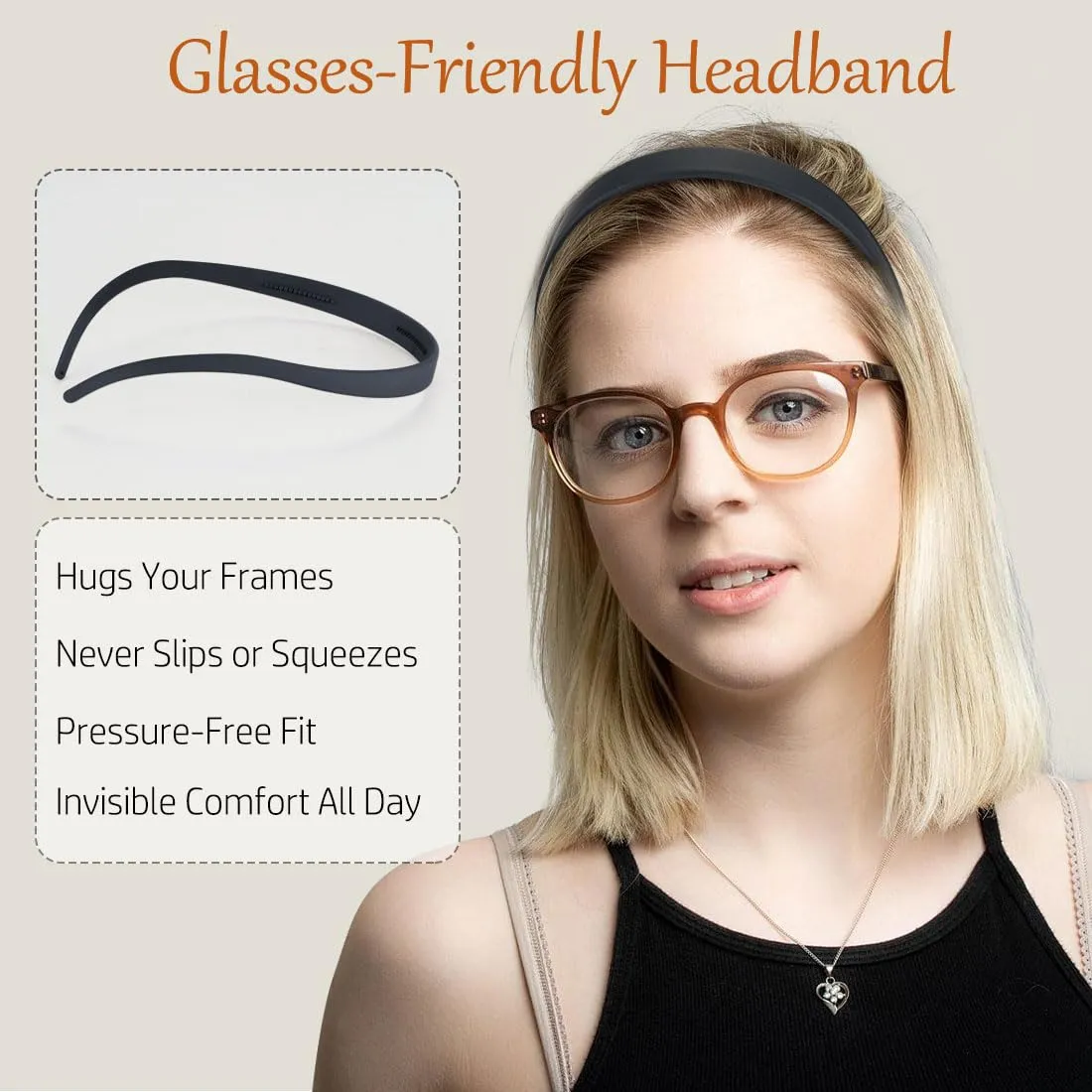 6PCS Glasses Headbands for Women Eyewear Wearers - No Headache Plastic Head Bands with Non-Slip Teeth - Comfortable Thin Backyards Hairbands | Gym Work Makeup Hair Accessories