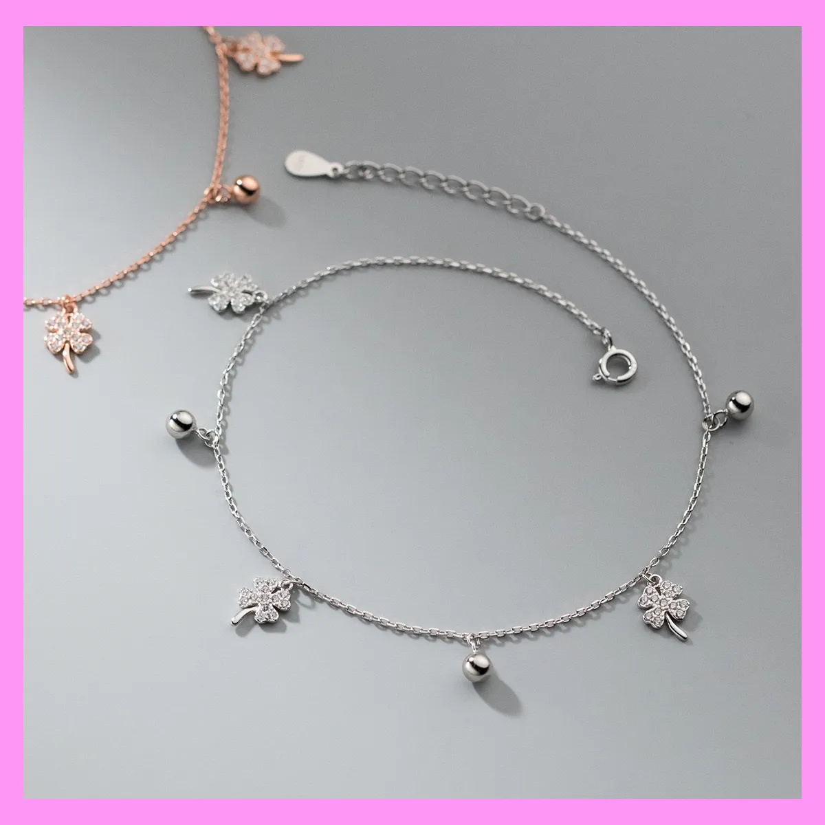【7-03#】Four-Leaf Clover Anklet for female fashion daily engagement wedding anniversary birthday present