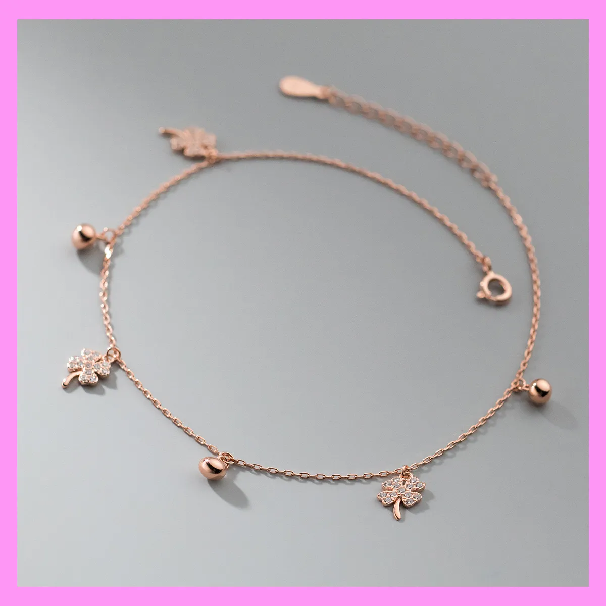 【7-03#】Four-Leaf Clover Anklet for female fashion daily engagement wedding anniversary birthday present