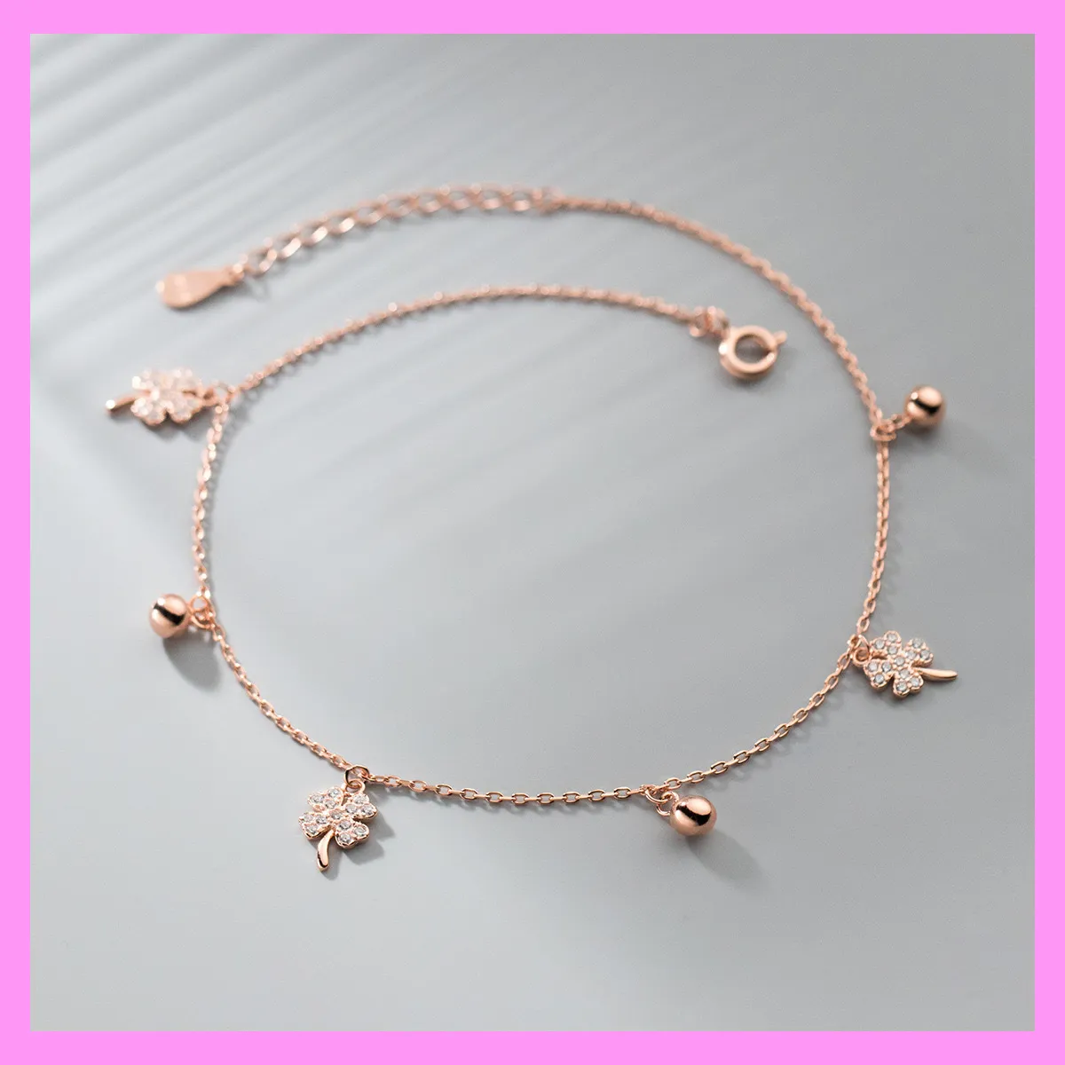 【7-03#】Four-Leaf Clover Anklet for female fashion daily engagement wedding anniversary birthday present