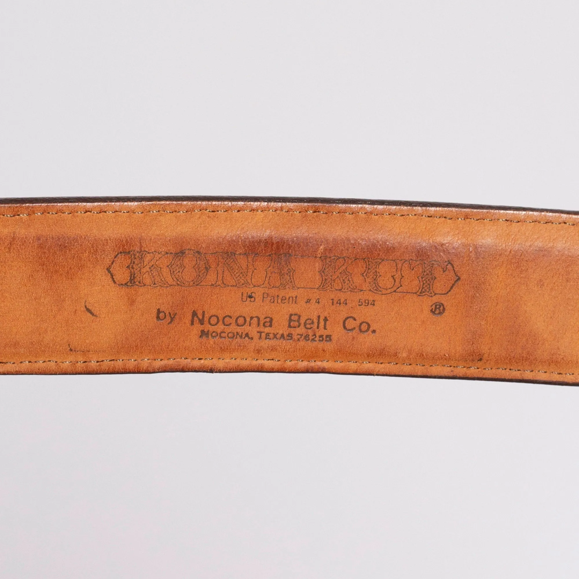 70s Nascar RainTree Belt Buckle & Leather Belt - Size 40